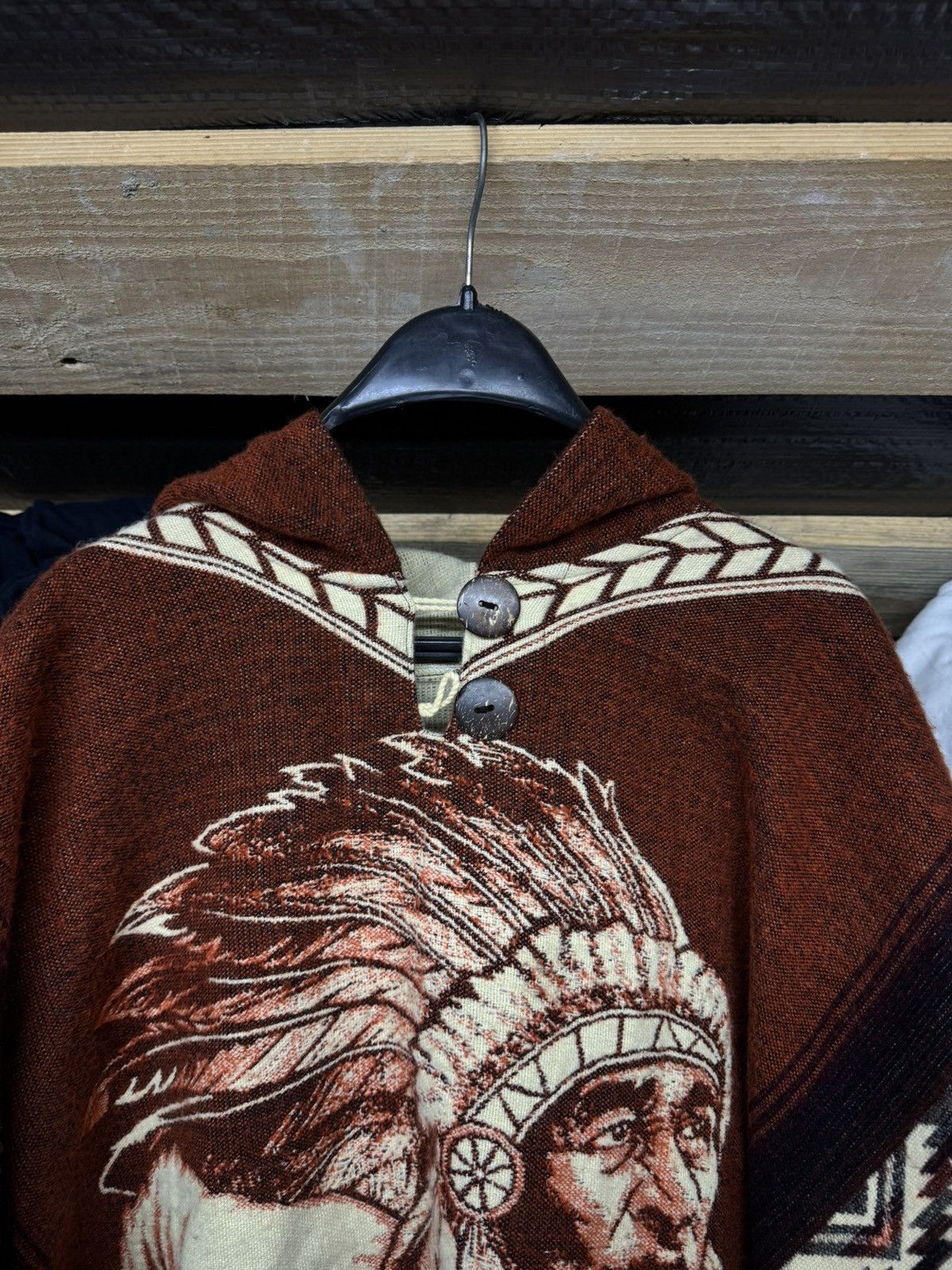 Japanese Brand 🇯🇵INDIGO HOODED FREE SIZE SLEEVE LESS WOLF PONCHOS HOODIES Size US XL / EU 56 / 4 - 3 Thumbnail