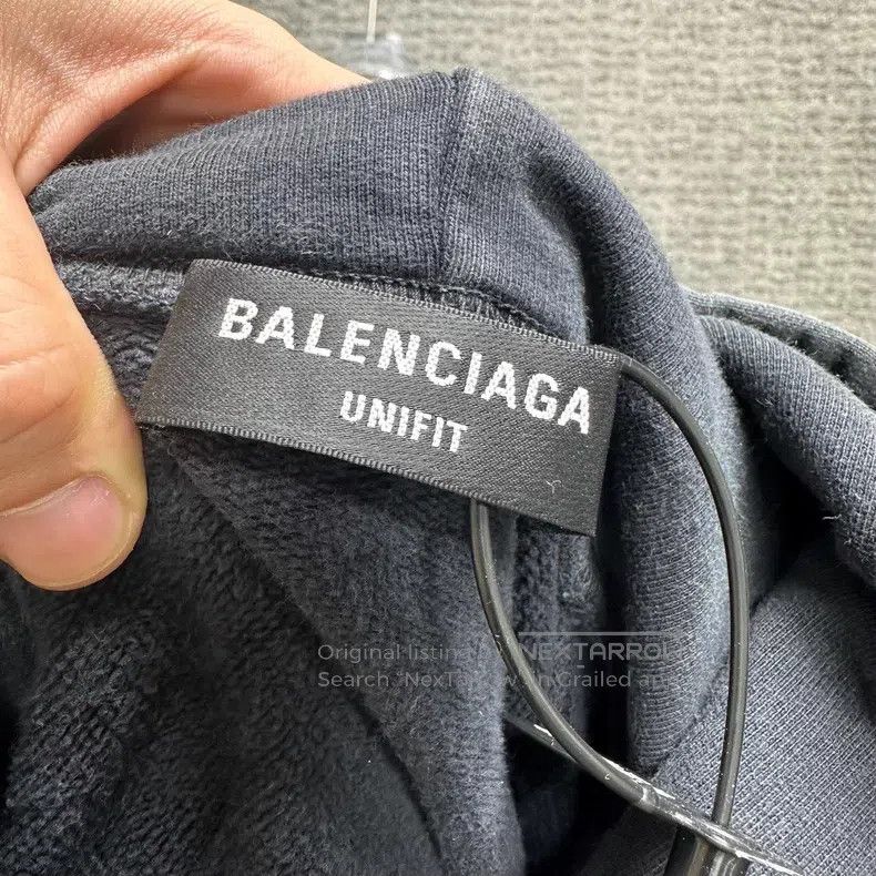 Balenciaga Balenciaga Strikethrough Tape Logo Washed Grey Hoodie Size US S / EU 44-46 / 1 - 3 Thumbnail