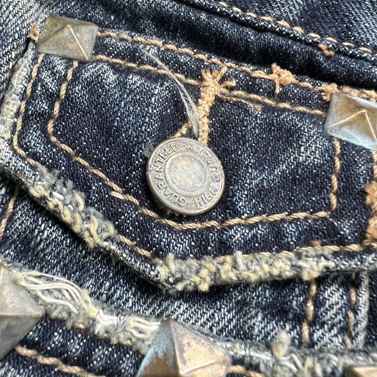 Le Grande Bleu (L.G.B.) 2000s LGB Style Studed Distressed Flare Jeans Size US 29 - 9 Thumbnail