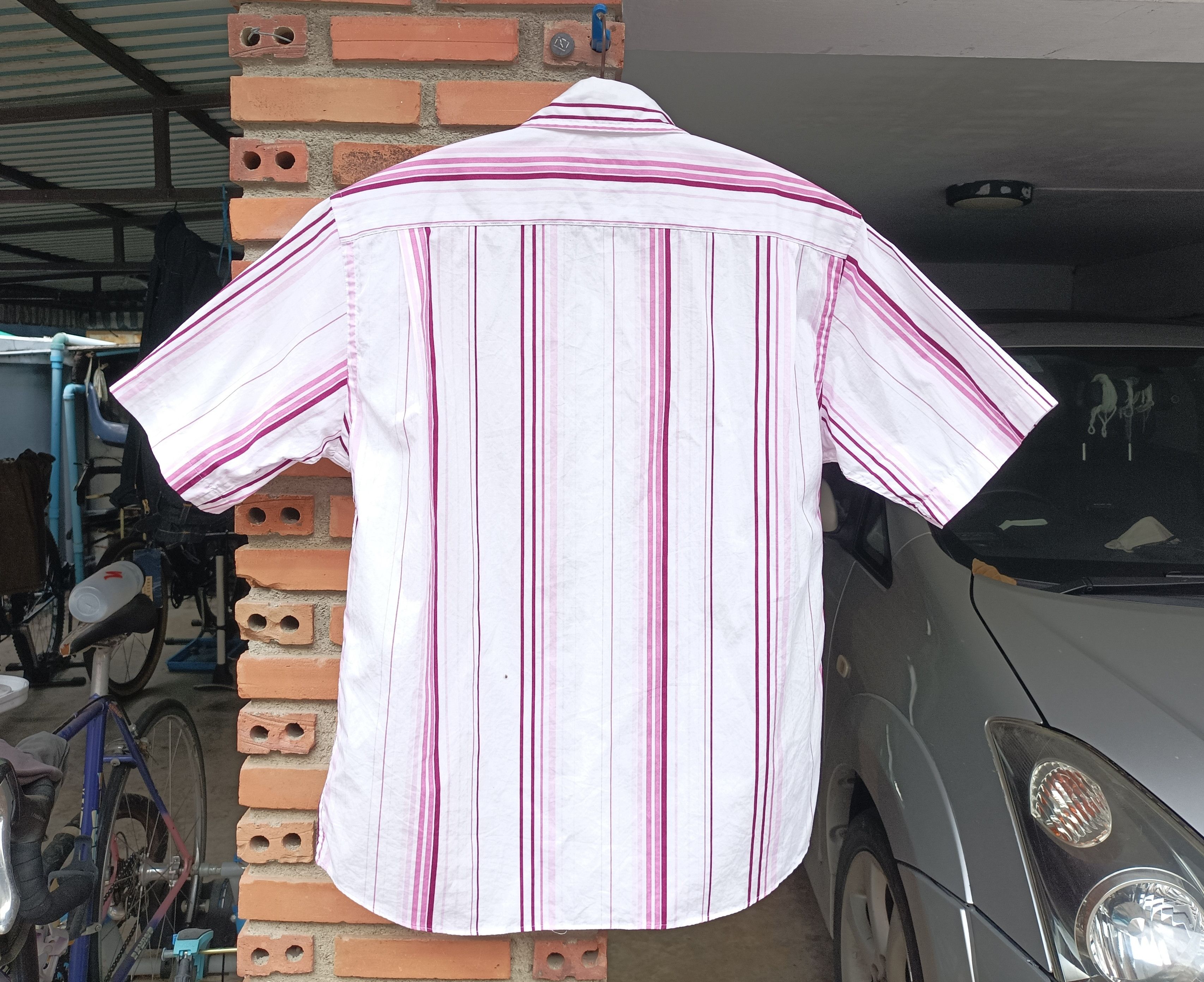 Yohji Yamamoto (S335) A.A.R. Against All Risks Japan White Pink Strip Shirt Size US M / EU 48-50 / 2 - 10 Thumbnail