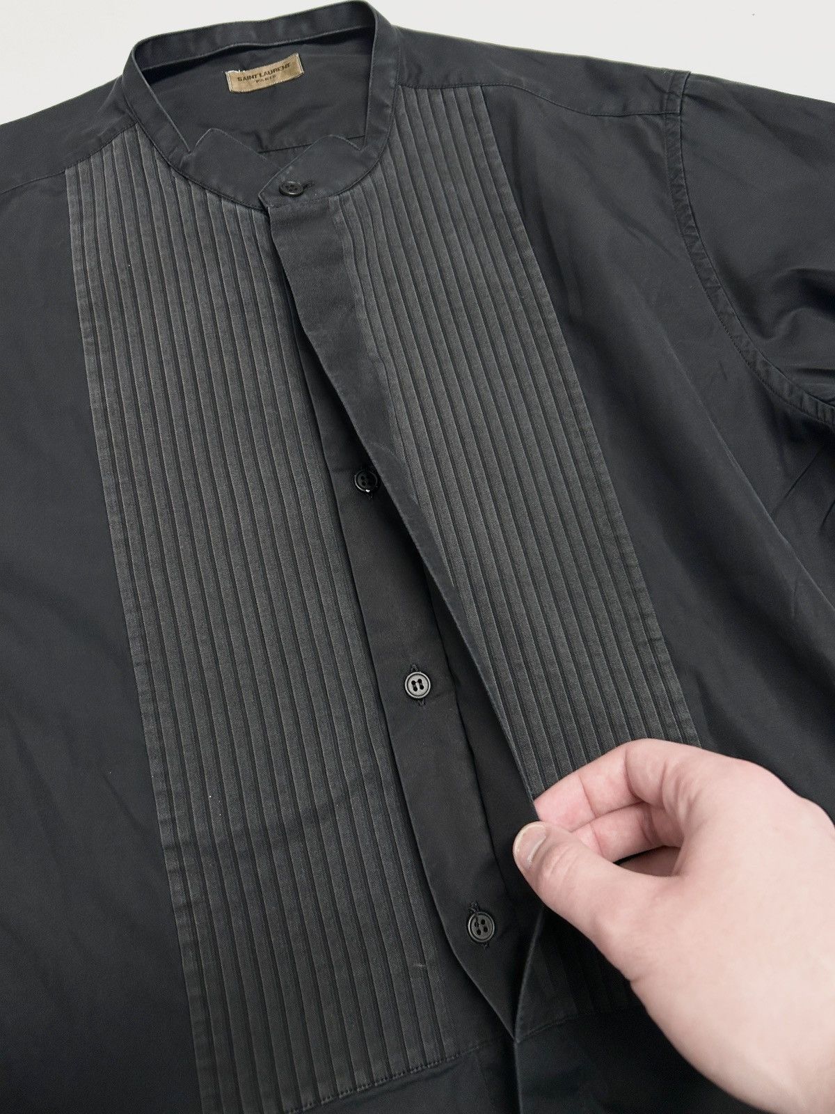 Saint Laurent Paris SS2013 Pleated Bib Band Collar Shirt Size US M / EU 48-50 / 2 - 5 Thumbnail