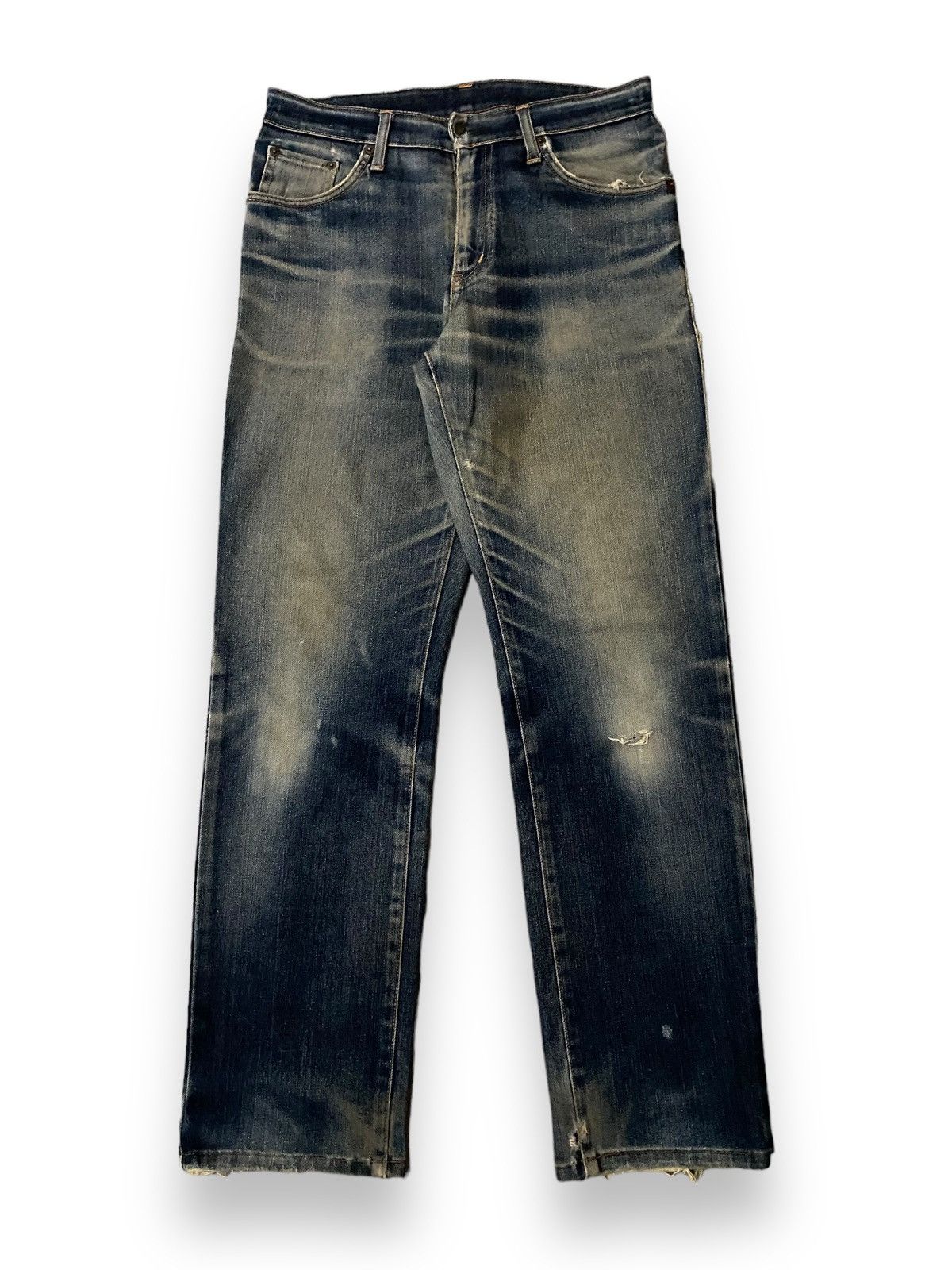 image of Vintage Edwin 403 W-Flex Dirty Washed Distress Straight Cut in Dirty Used Blue, Men's (Size 33)