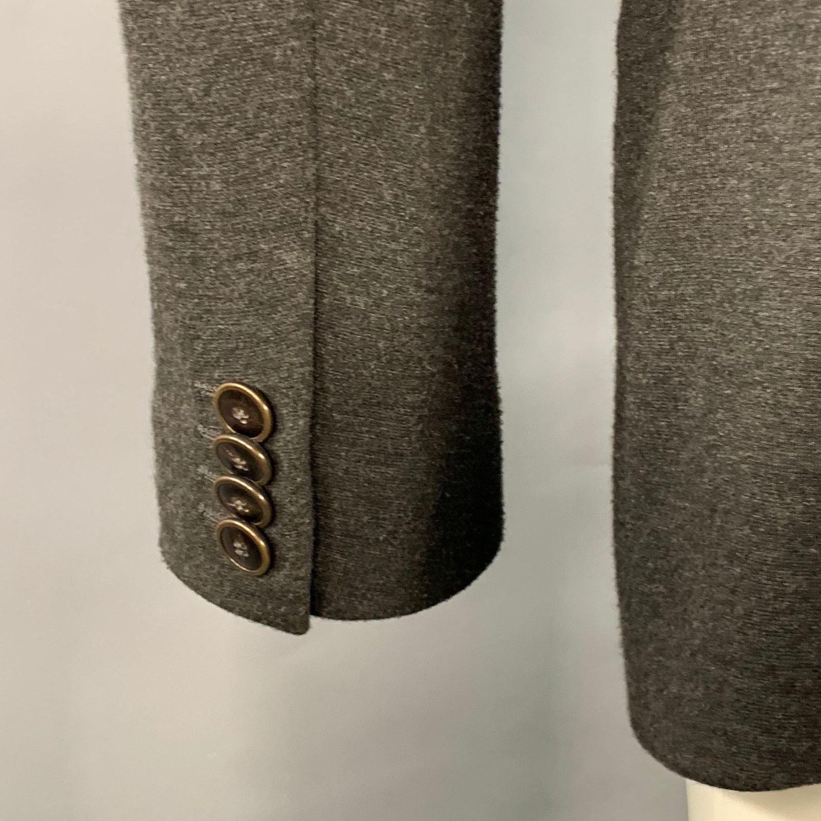 Giorgio Armani Size 38 Grey Viscose Blend Double Breasted Peak Lapel Jacket Size US M / EU 48-50 / 2 - 5 Thumbnail