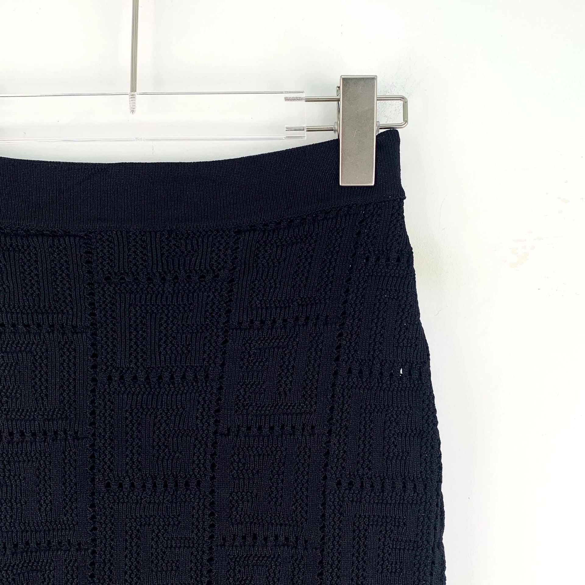 Balmain KW0802 Balmain Black Patterned Knit Maxi Skirt Size 34" / US 12 / IT 48 - 3 Thumbnail