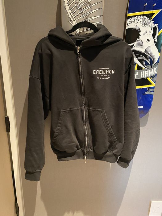 Balenciaga x Erewhon Los Angeles Zip-Up Hoodie Medium Fit Black