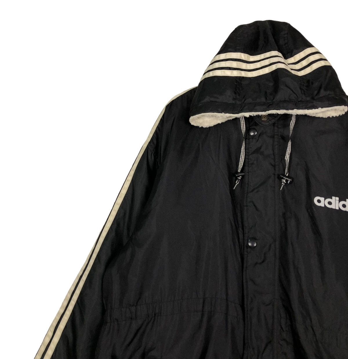 Adidas 🔥VINTAGE ADIDAS LONG JACKET BIG LOGO SHEARLING LINING Size US L / EU 52-54 / 3 - 12 Thumbnail