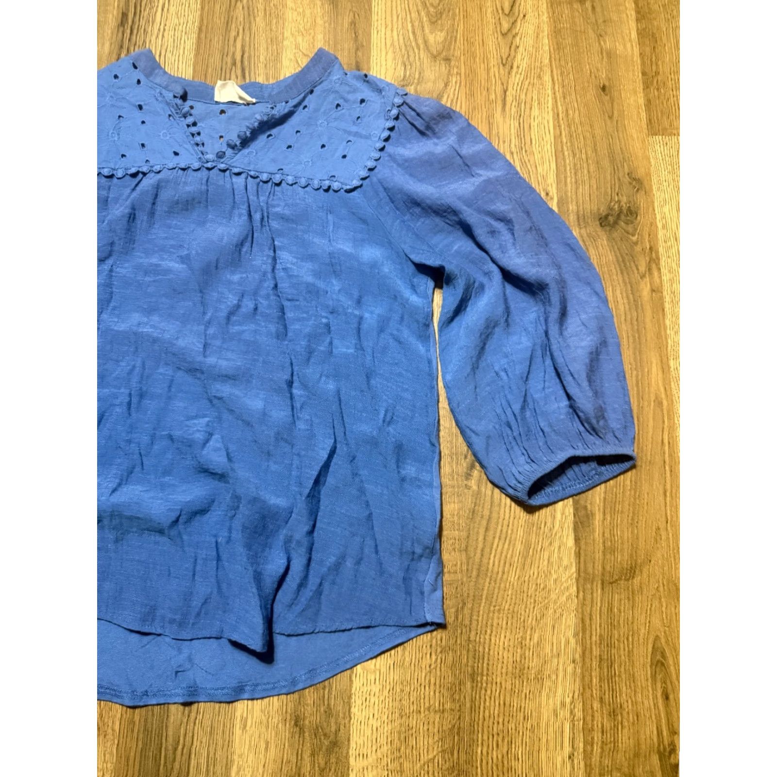 Vintage Ember Blouse Women's Large Blue Long Sleeve V-Neck Shirt Casual Modern Basic Womens Era: Contemporary Size L / US 10 / IT 46 - 4 Thumbnail