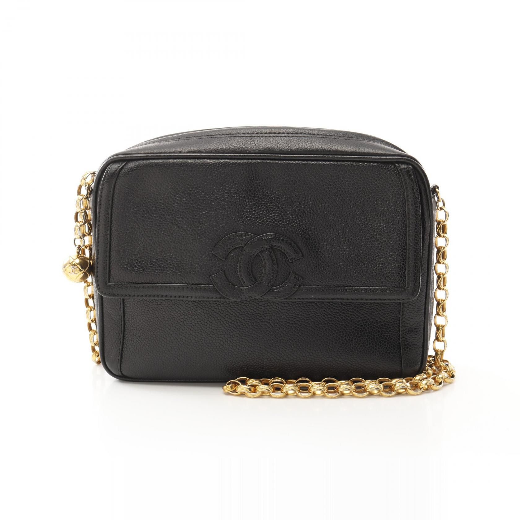 Chanel Chanel Coco Mark Leather Shoulder Bag Leather Shoulder Bag in Black, Women's