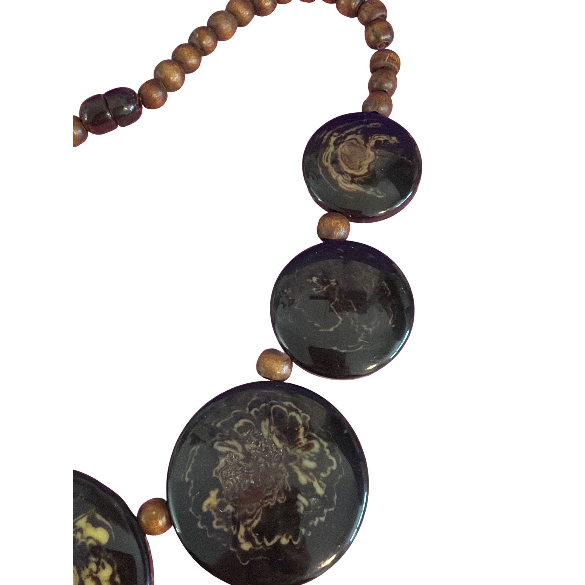 Other Vintage Wooden Bead Acrylic Disc Necklace Statement Screw Ba Size ONE SIZE - 3 Thumbnail