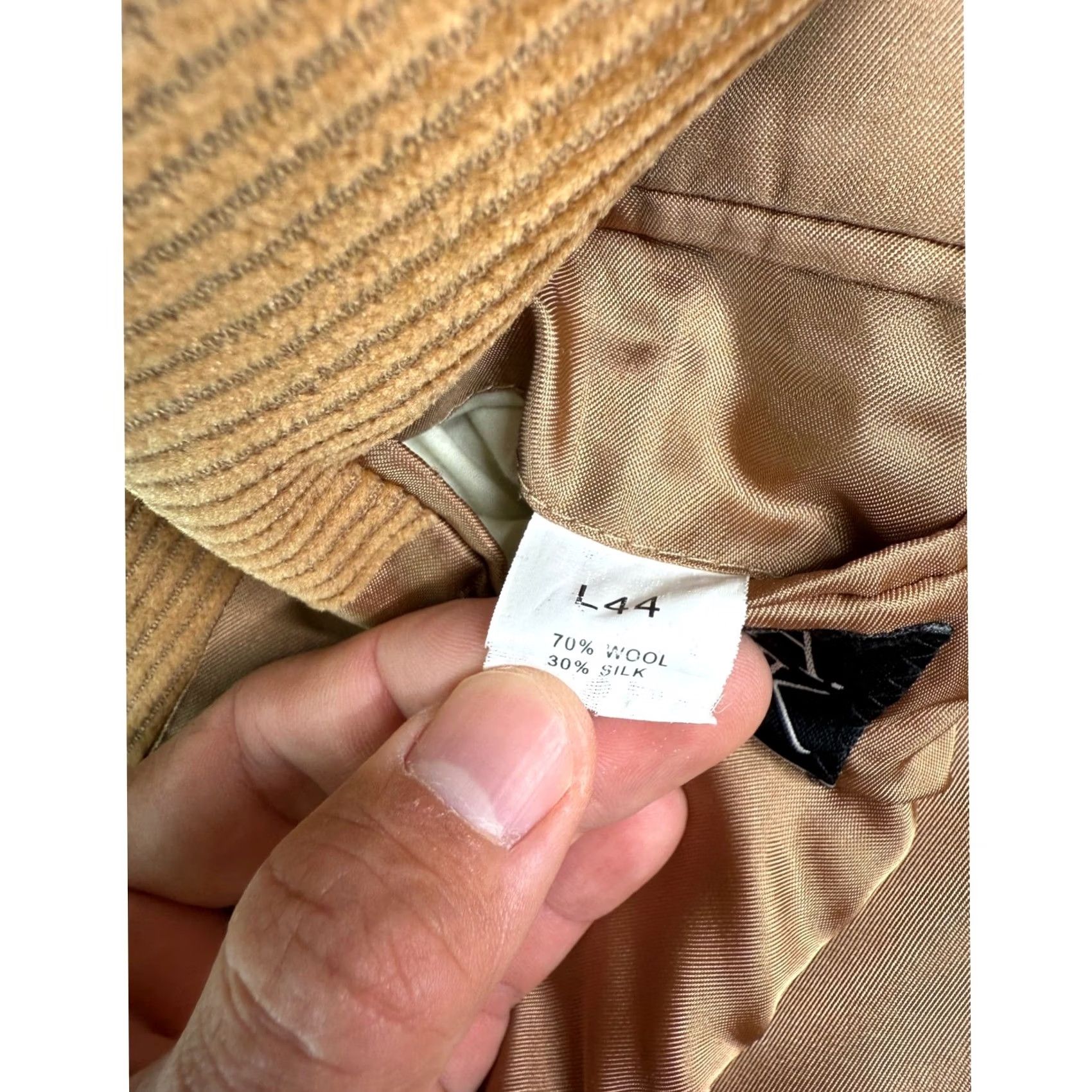 Jos. A. Bank VINTAGE JOS. A. BANK Corduroy Blazer Jacket Wool Silk Blend Tan L44 Mens Size 44R - 4 Thumbnail