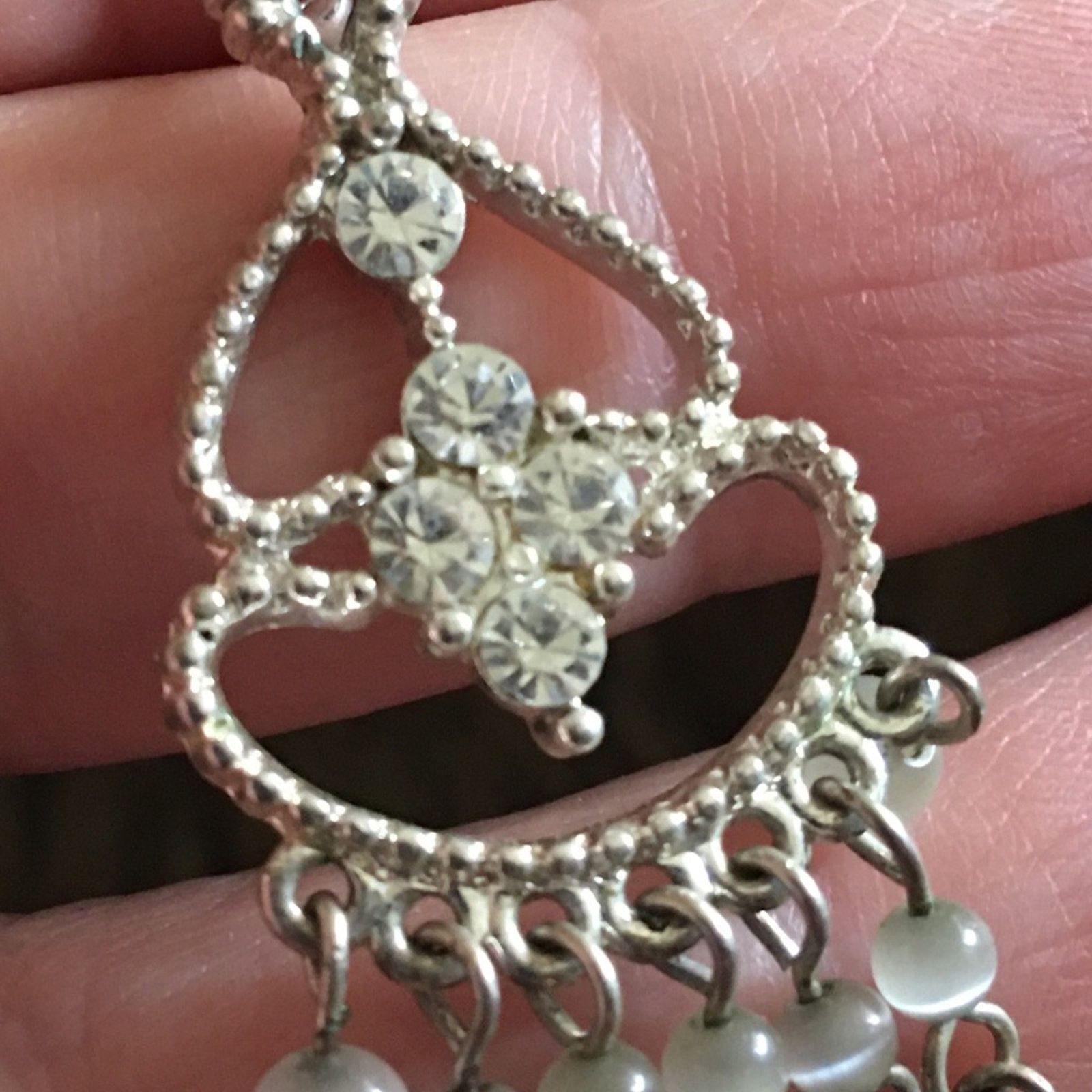 Vintage Vintage moon stone rhinestone chandelier earrings Size ONE SIZE - 2 Thumbnail