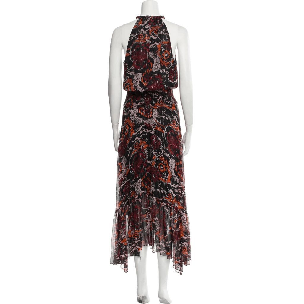A.L.C. A.L.C. Silk Floral Halter Midi Dress Black Orange Glitter Detail Women’s Size XS Size XS / US 0-2 / IT 36-38 - 2 Thumbnail