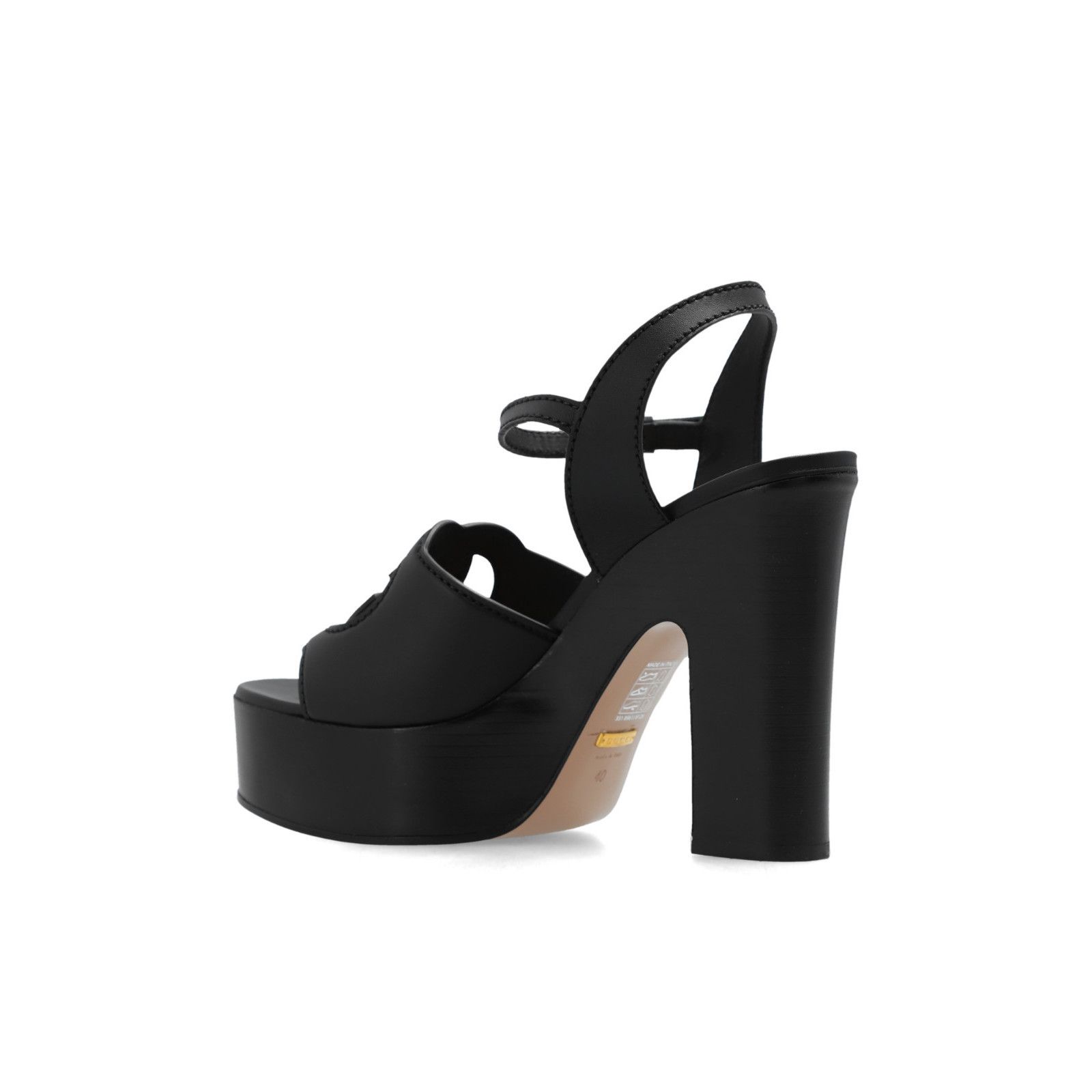 Gucci GUCCI Interlocking G Black Leather Platform 135mm Sandals Ne Size US 6 / IT 36 - 3 Thumbnail