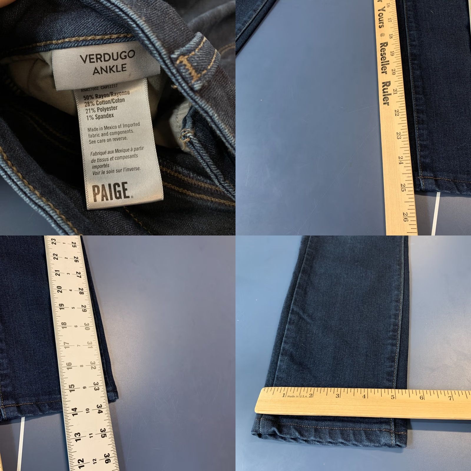 Paige Paige Jeans Womens Verdugo Ankle Blue Denim Dark Wash 27X25 Casual Regular Denim Type Jeans Women Mens Womens Size 27" / US 4 / IT 40 - 9 Thumbnail