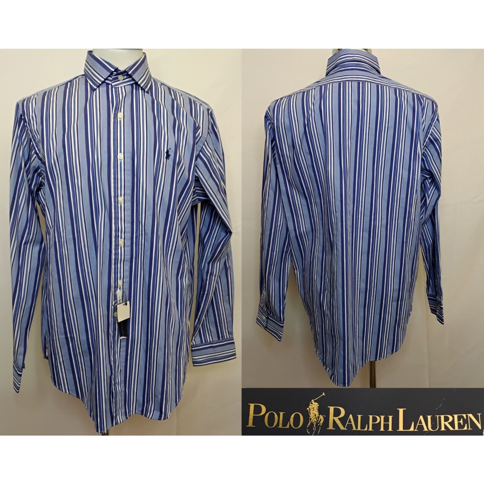 Polo Ralph Lauren Polo Ralph Lauren Dress Shirt Men L Blue Striped VTG 90s NWT Size US L / EU 52-54 / 3 - 1 Thumbnail