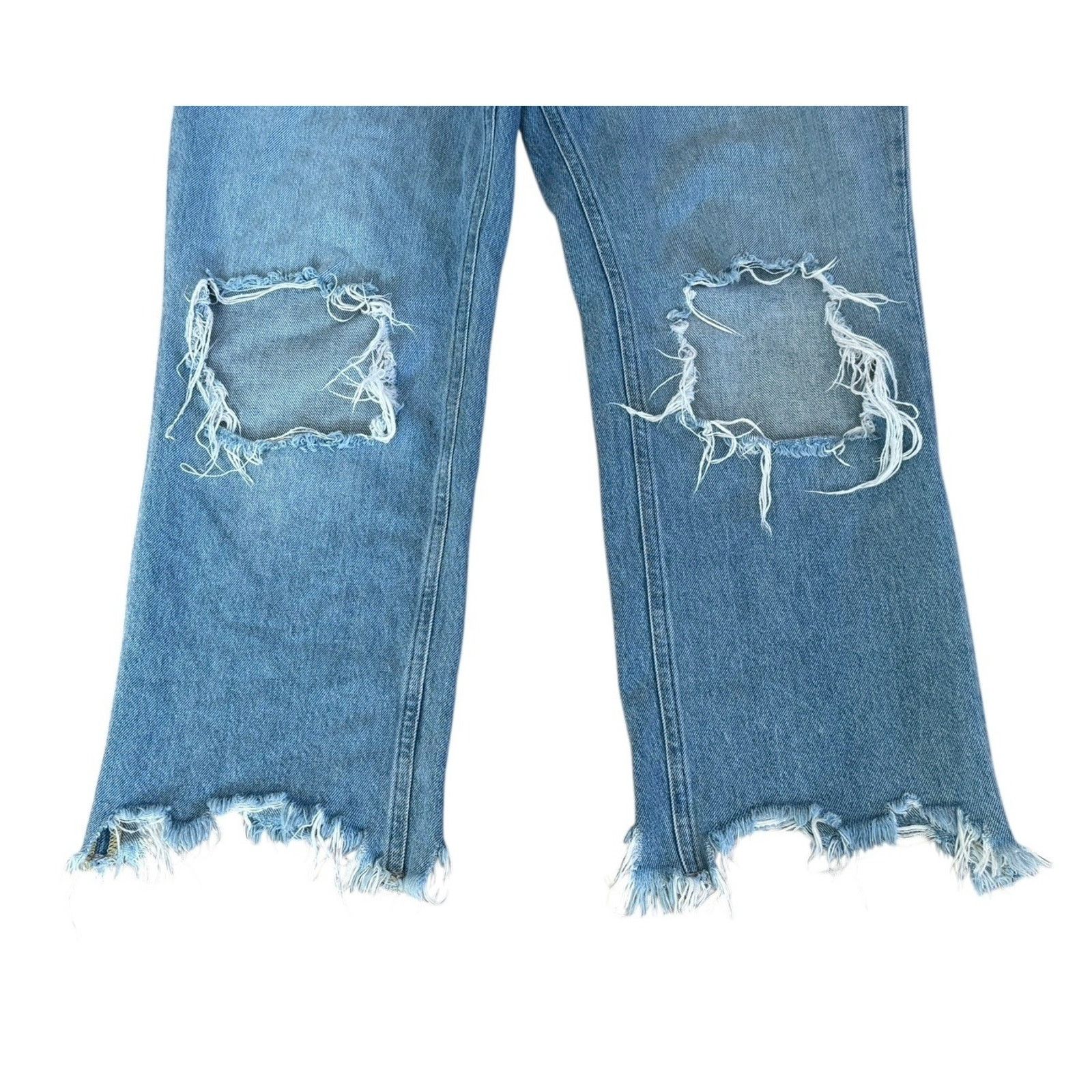 Free People FREE PEOPLE Maggie Mid Rise Straight Leg Jeans Distressed 31 Size 31" - 3 Thumbnail