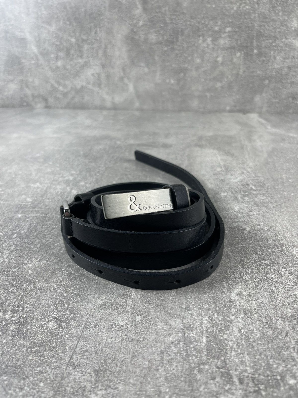 Dolce & Gabbana Dolce & Gabbana Genuine Leather Logo Plate Buckle Belt Black Size ONE SIZE - 1 Thumbnail