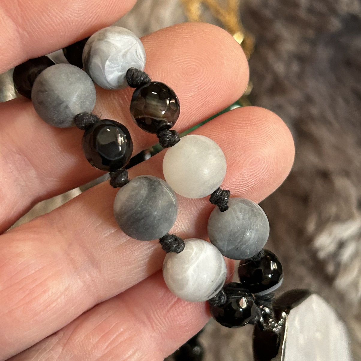 Handmade Hand crafted genuine stone agate black onyx necklace Size ONE SIZE - 9 Thumbnail
