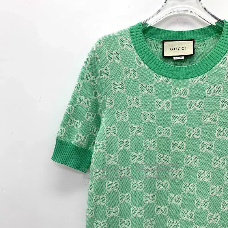 Gucci Gucci Green logo jacquard full-print cotton round-neck sho Size M / US 6-8 / IT 42-44 - 3 Thumbnail