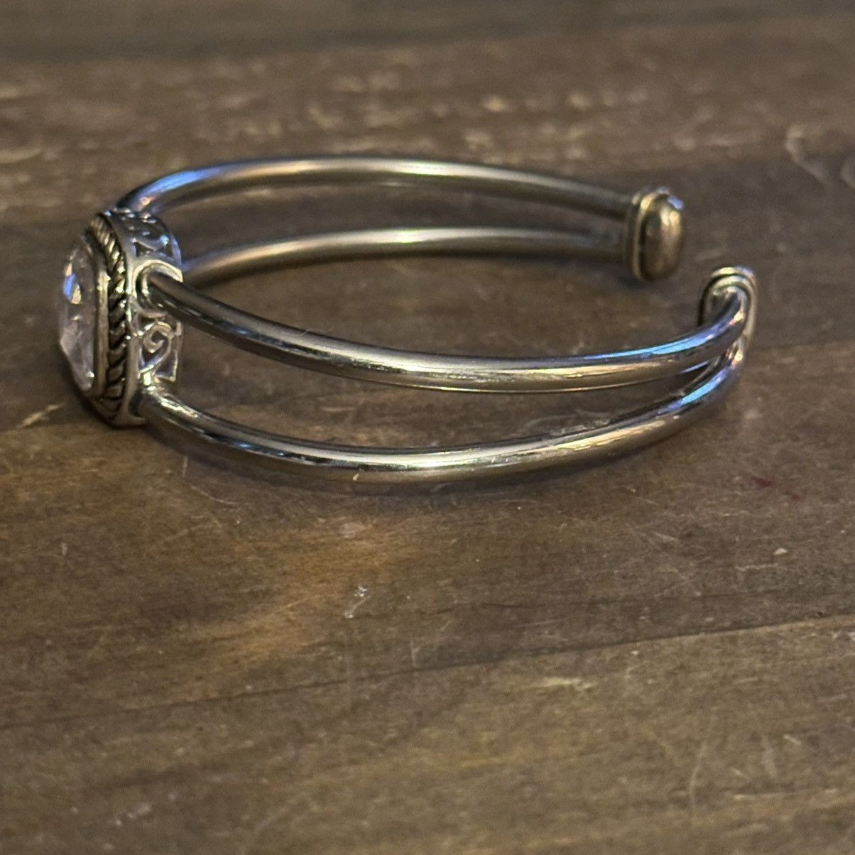 Other Silver tone cut out rhinestone cuff bangle bracelet Size ONE SIZE - 6 Thumbnail