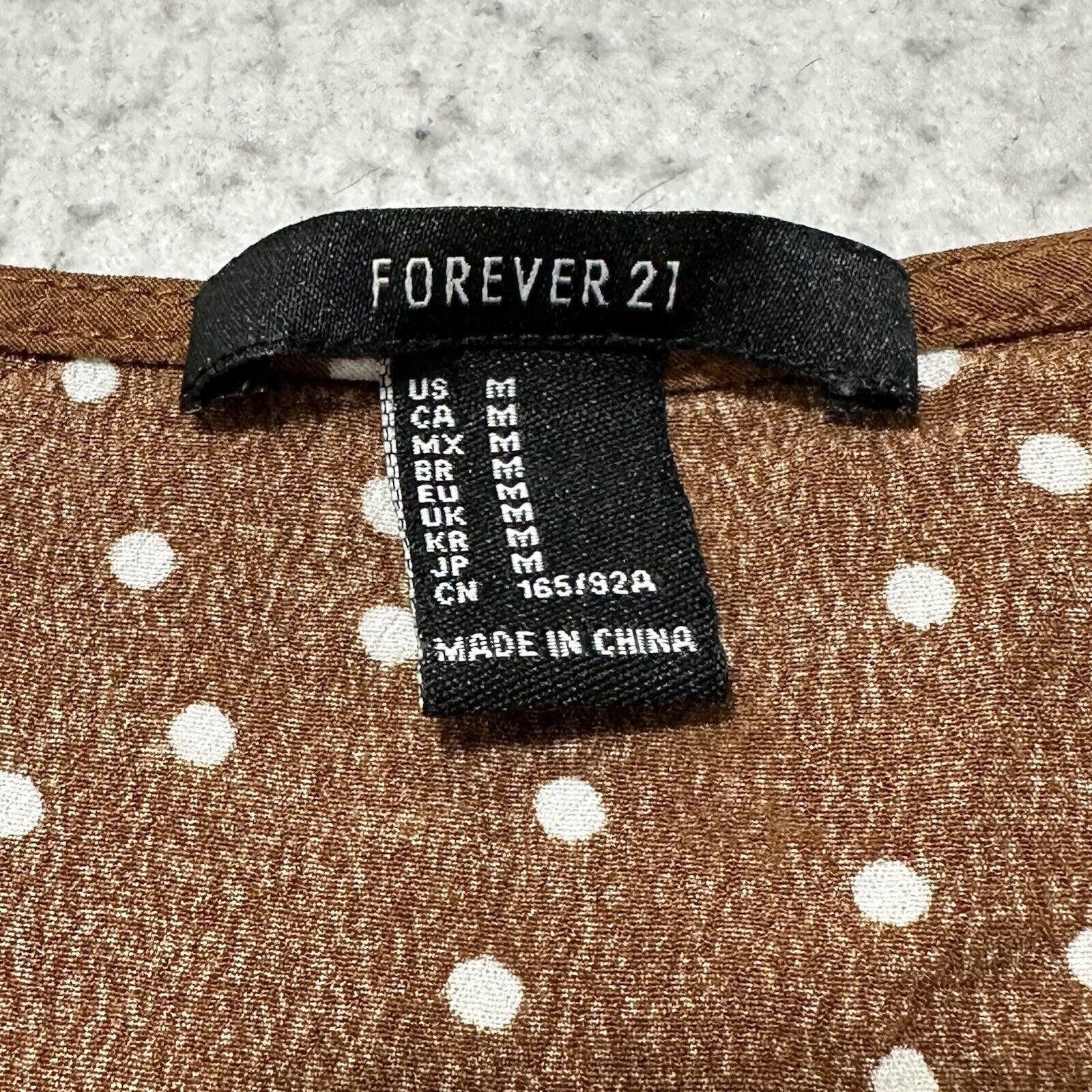 Forever 21 Forever 21 Medium Brown White Polka Dot V-Neck Blouse Size M / US 6-8 / IT 42-44 - 3 Thumbnail