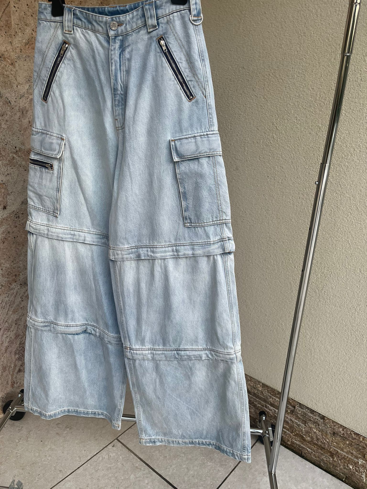Vetements Triple Zip Baggy Jeans in Denim Light Blue Size US 30 / EU 46 - 2 Thumbnail