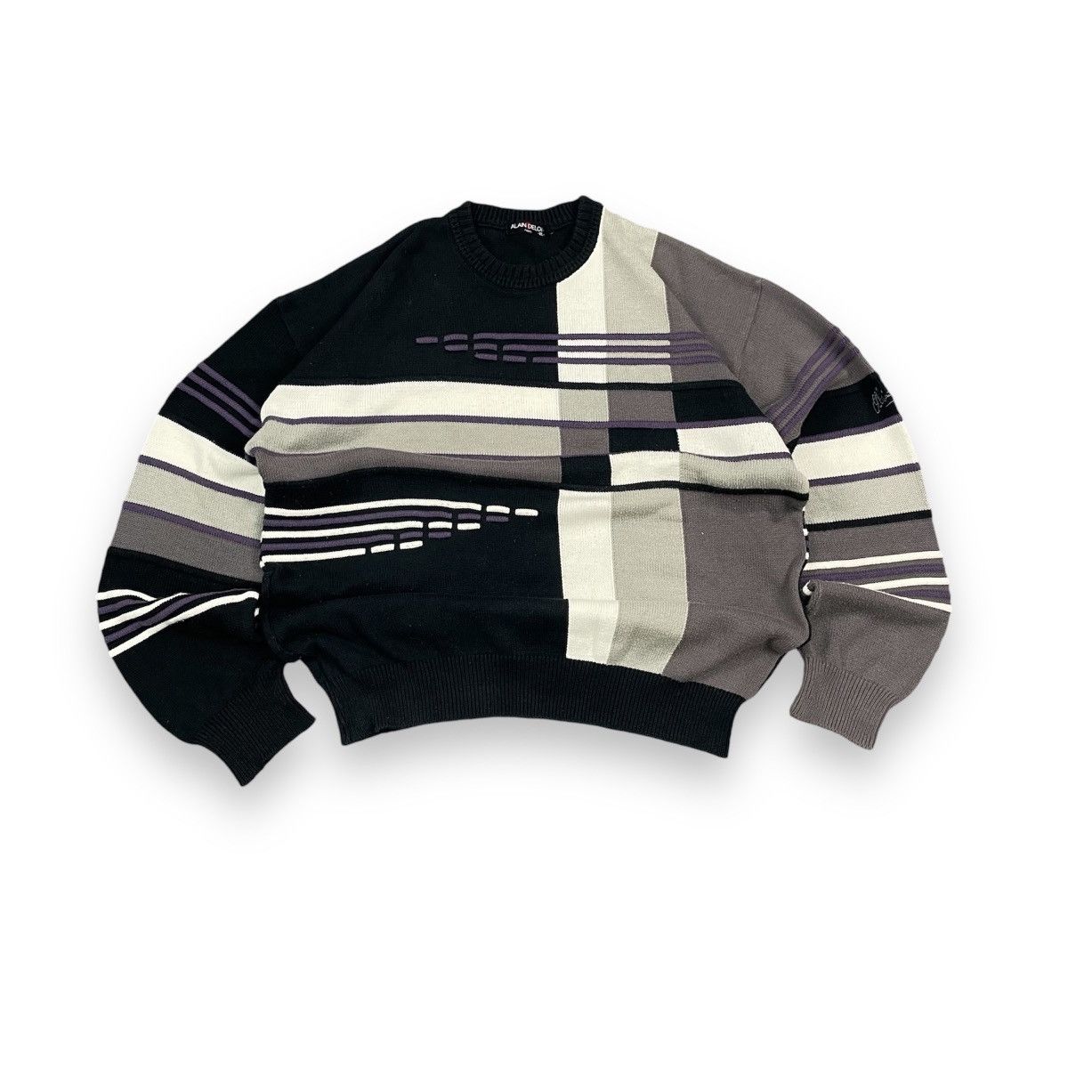 ALAIN DELON × Designer × Vintage Vintage Alain Delon Paris Geometric Sweater Knitwear Size US XL / EU 56 / 4 - 1 Thumbnail