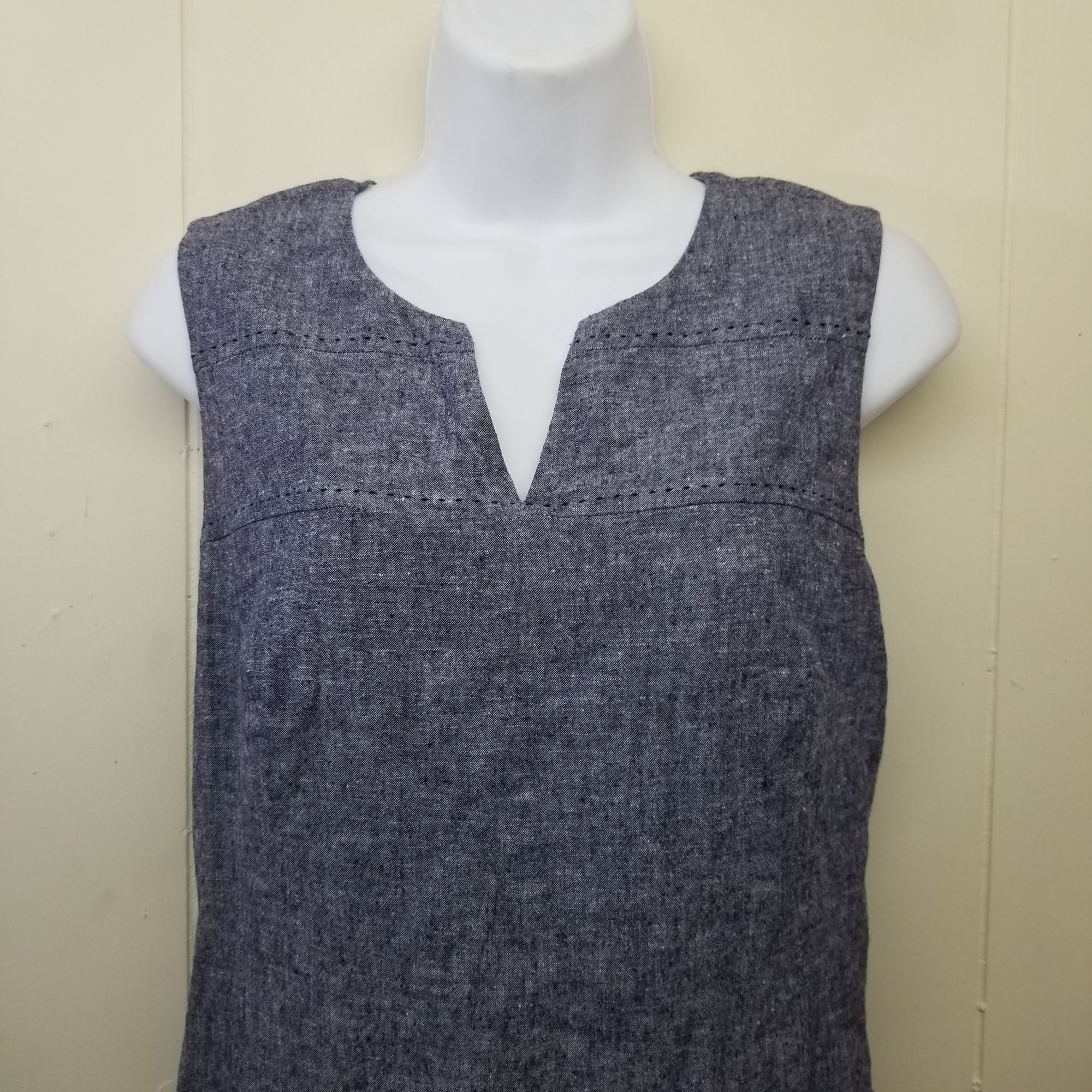 Laundry by Shelli Segal Laundry Shelli Segal 4 Blue Chambray Linen Sleeveless Shift Size S / US 4 / IT 40 - 5 Thumbnail