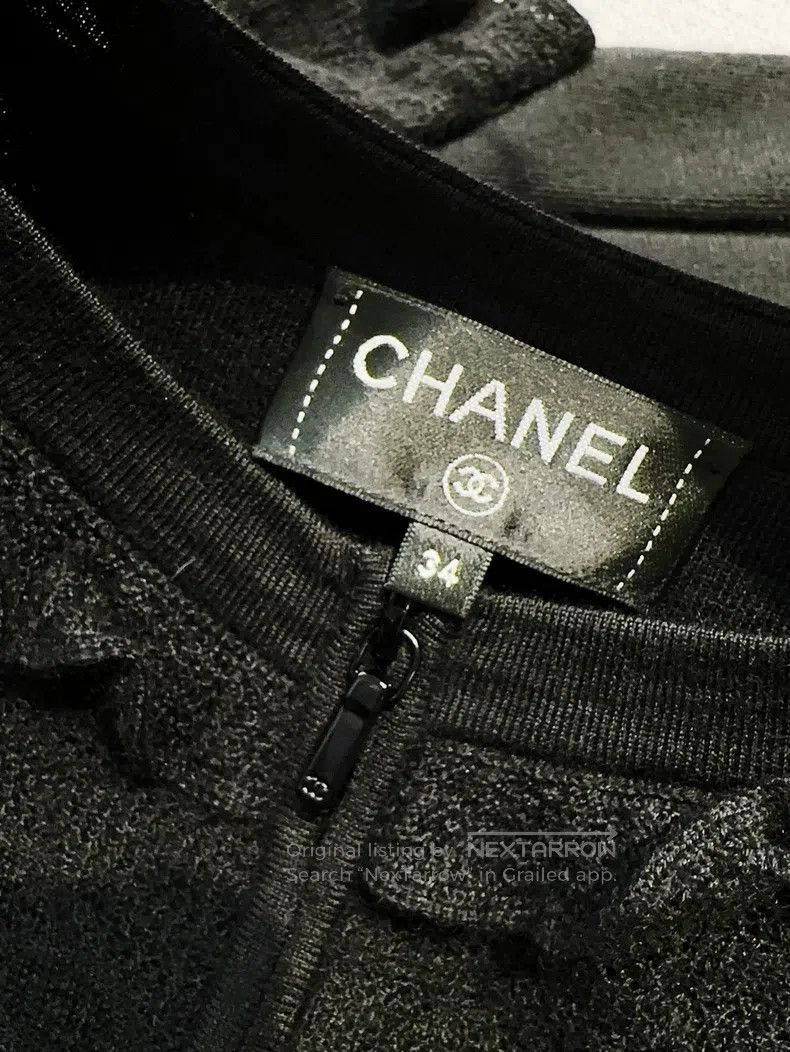 Chanel Chanel Black lotus leaf petal long-sleeved knitted dress Size XXS / US 00 / IT 34 - 5 Thumbnail