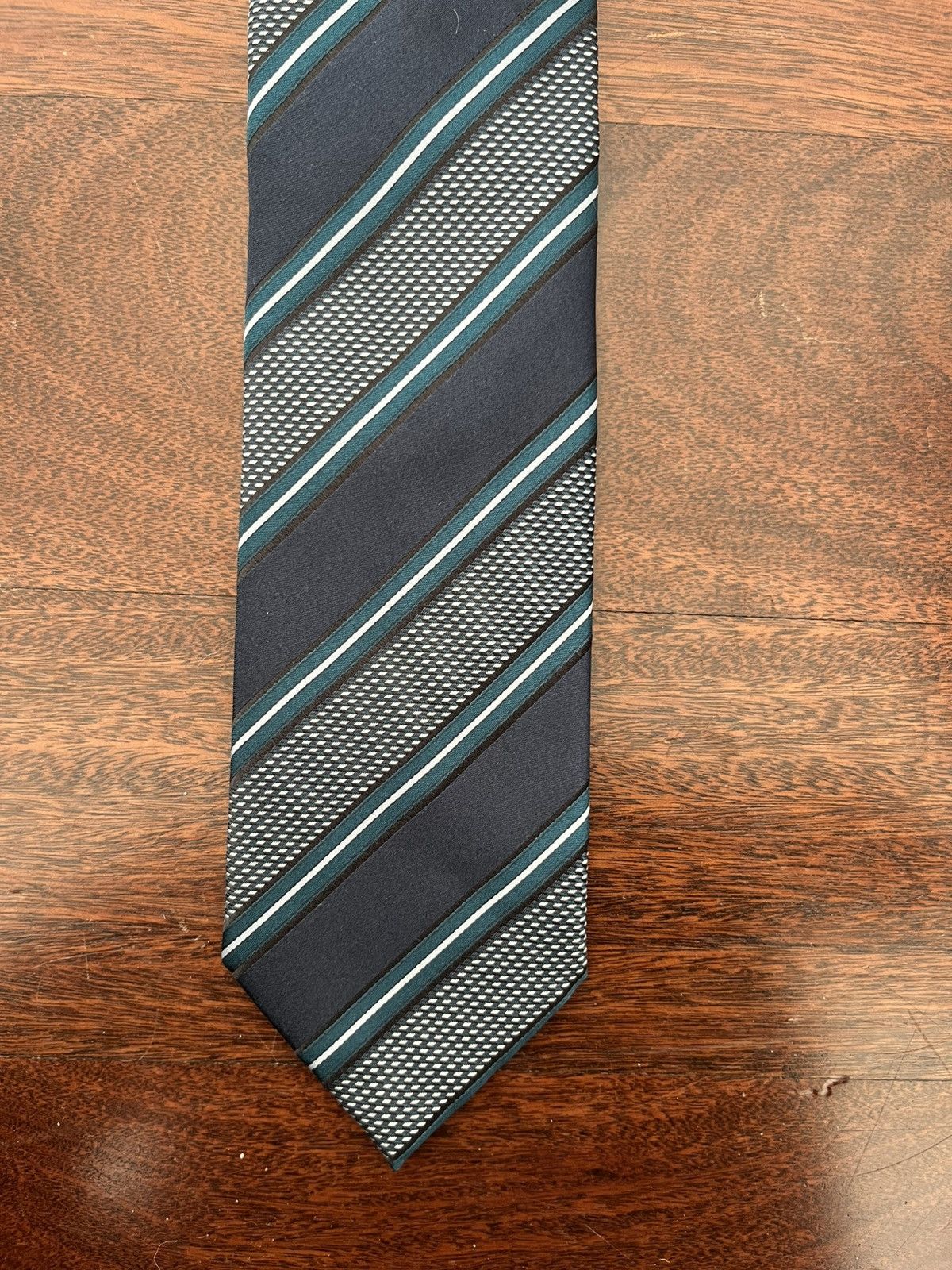 Brioni Brioni Blue Green Black And White Silk Tie Size ONE SIZE - 1 Thumbnail
