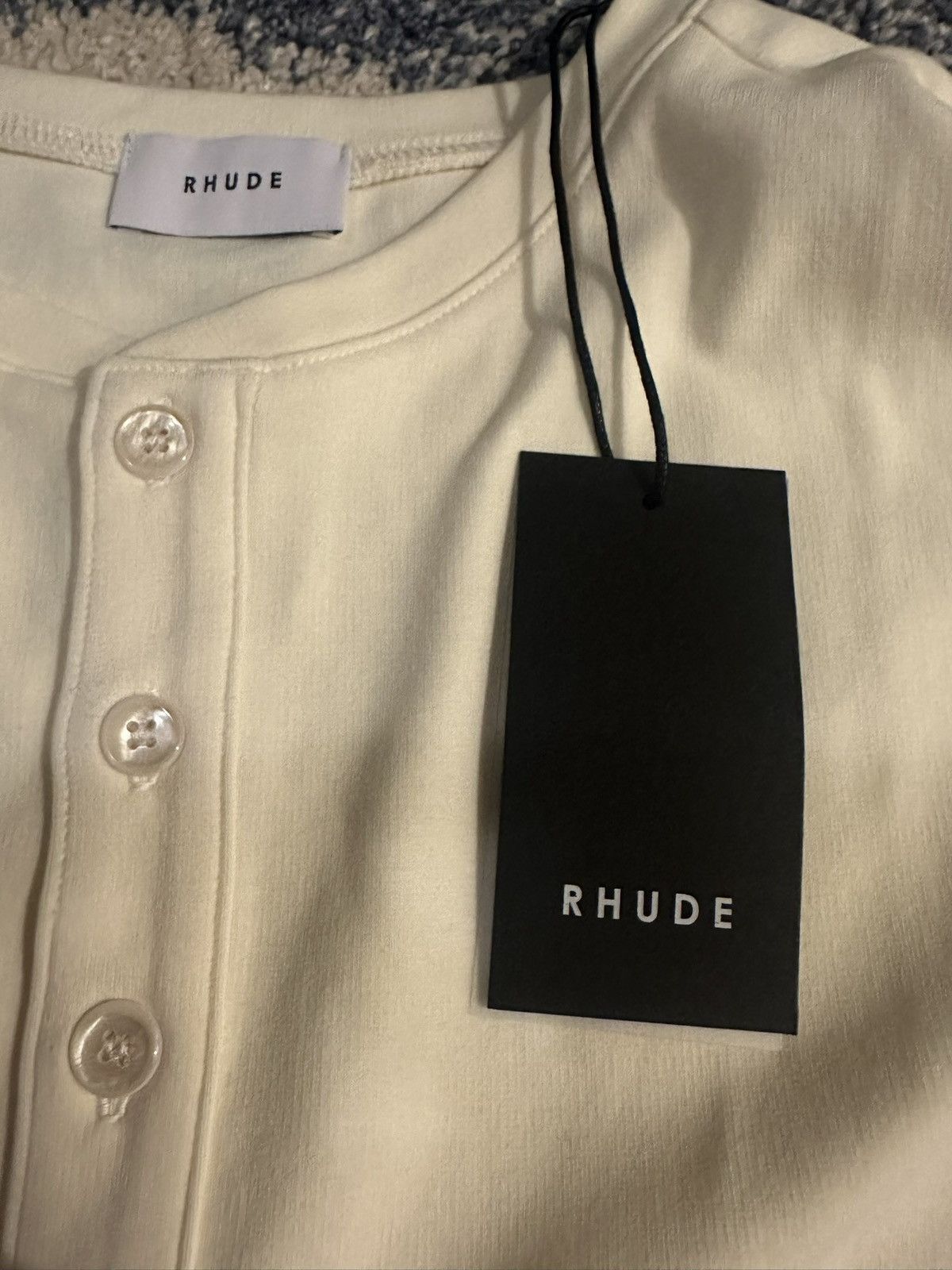Rhude RHUDE PANEL HENLEY CREAM/ BLUE Size US L / EU 52-54 / 3 - 4 Thumbnail