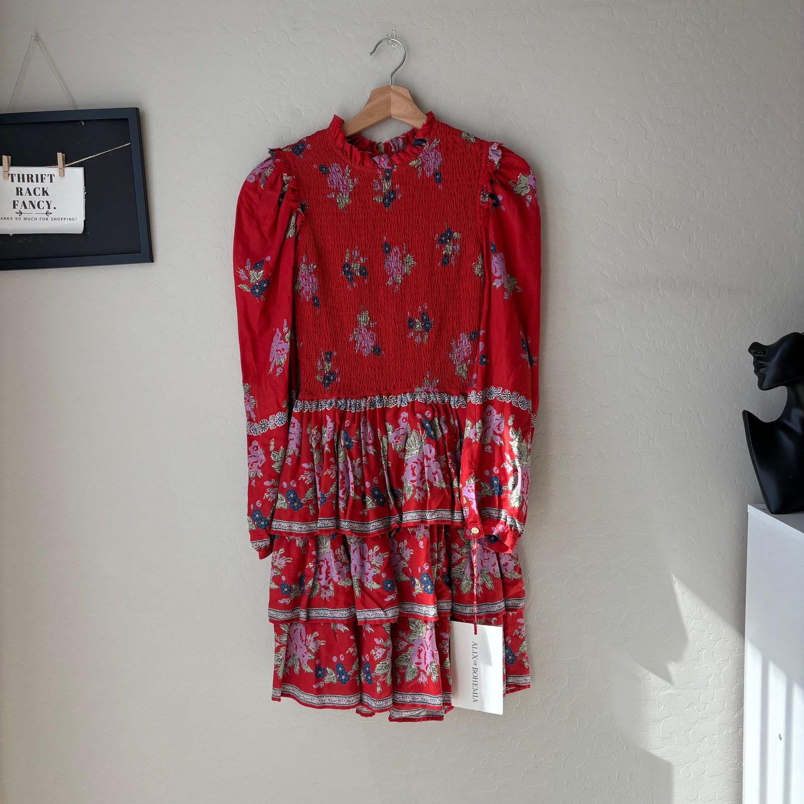 Alix Of Bohemia Alix of Bohemia Floral Red Selma Long Sleeve Dress XS Size XS / US 0-2 / IT 36-38 - 2 Thumbnail