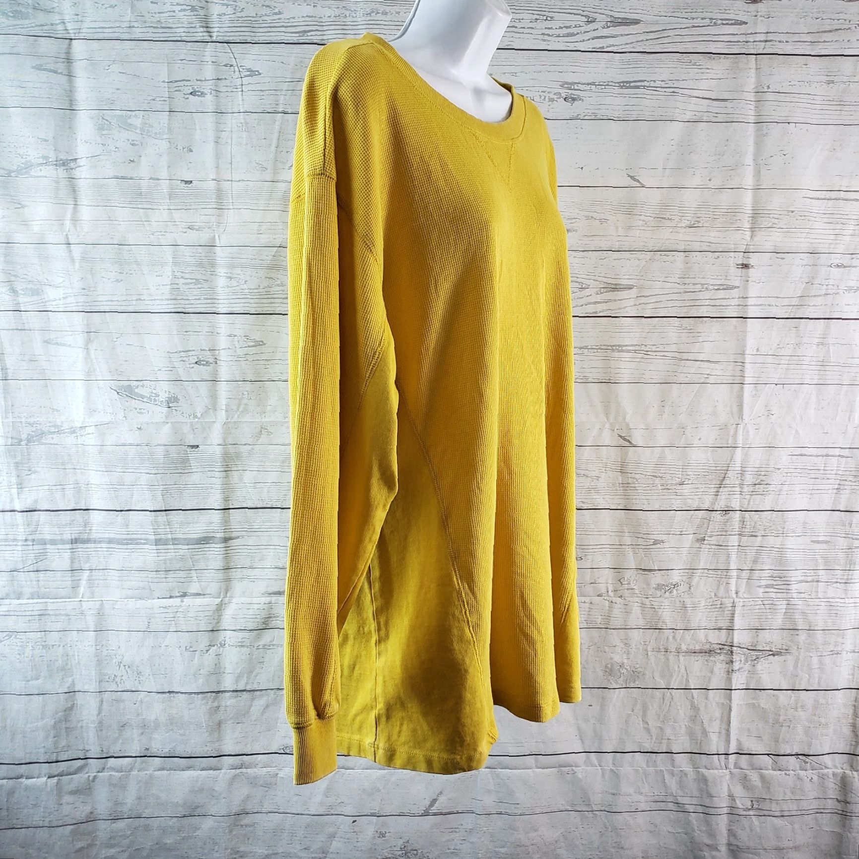 Vintage Wild Fable Womens Thermal Top L Mustard Yellow Long Sleeve Cotton Blend Shirt Womens L Yellow Thermal Size L / US 10 / IT 46 - 3 Thumbnail