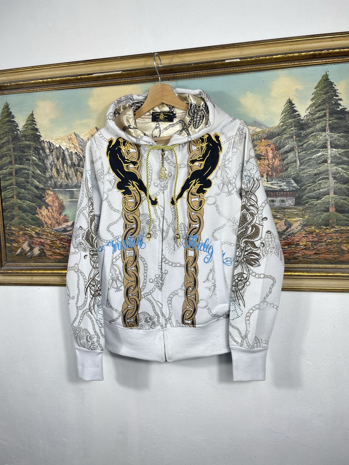 Christian Audigier × Ed Hardy × Vintage Christian Audigier Retro 00s Hoodie With Crystals Affliction Size US XS / EU 42 / 0 - 3 Thumbnail