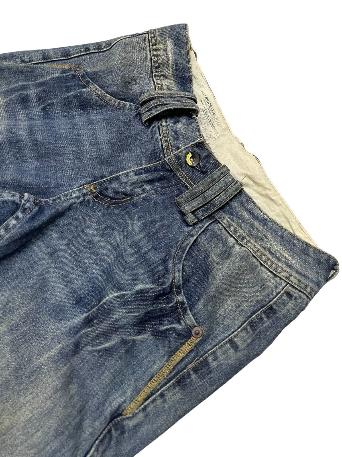 FUSAI × GOSTAR DE FUGA × Japanese Brand JNBY Asymmetrical Curved Seam Embroidered Jeans Size US 29 - 16 Thumbnail
