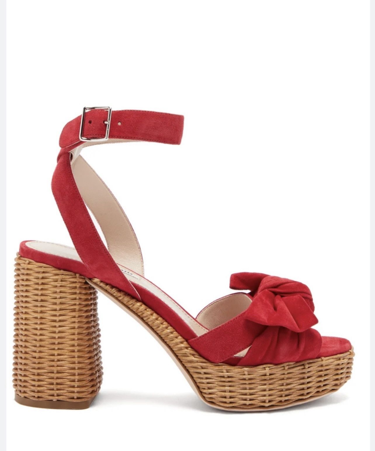 Miu Miu 🔥 Miu Miu suede bow platform sandals shoes Size US 7 / IT 37 - 1 Thumbnail