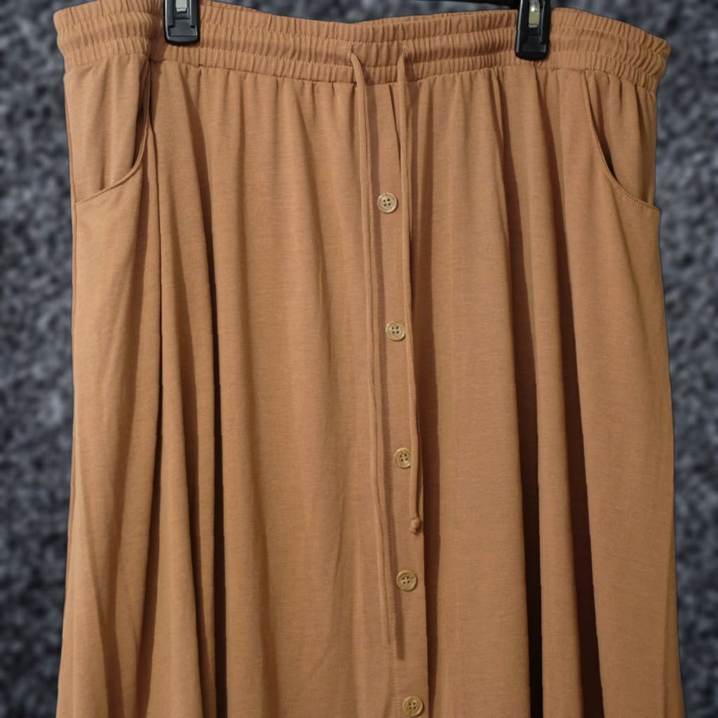 Vintage Nwot! LuLaRoe Midi Skirt Elastic Waist Button Front Brown Women's 2XL #H88-28 Size 40" / US 18 - 1 Thumbnail