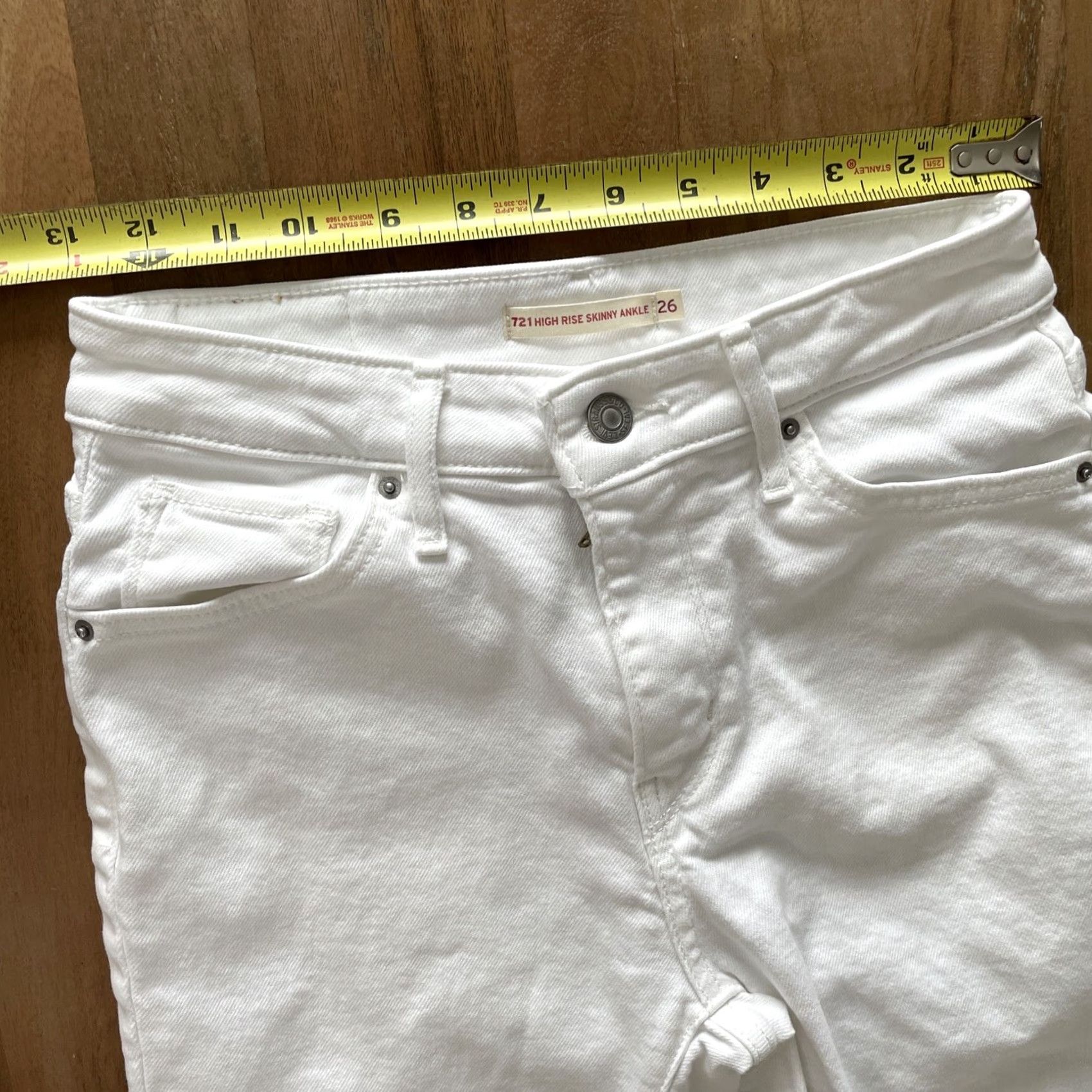 Levi's Levi's 721 High Rise Skinny Jeans Women White 26x25 Slim Stretch Denim Size 26" / US 2 / IT 38 - 6 Thumbnail