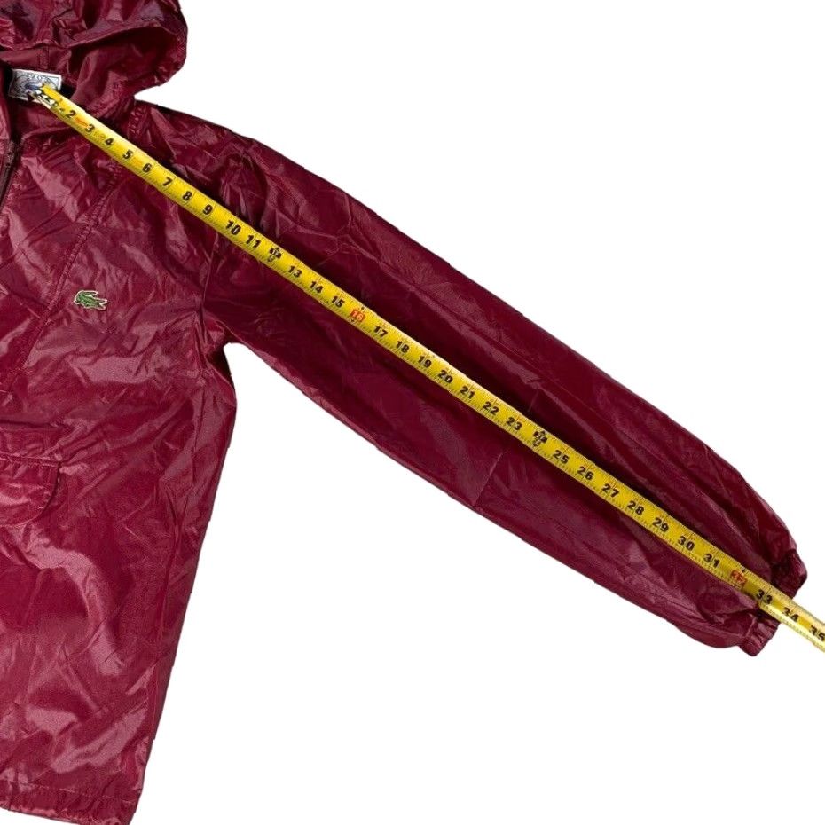 VTG Lacoste Men's Nylon Hooded Anorak Full Zip Jacket Burgundy Red Small