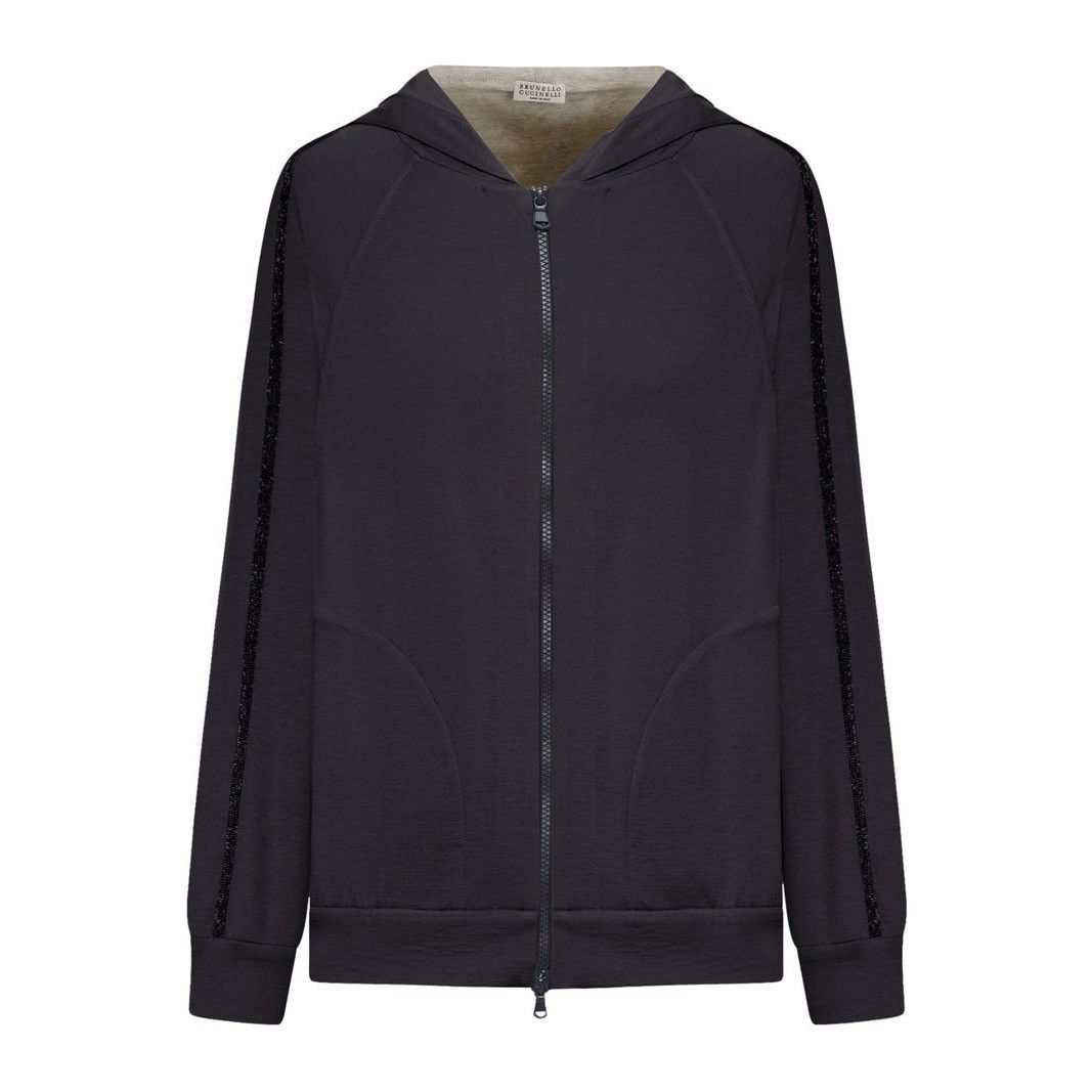 BRUNELLO CUCINELLI $2550 Carbon Cotton/Silk Sweatshirt New &