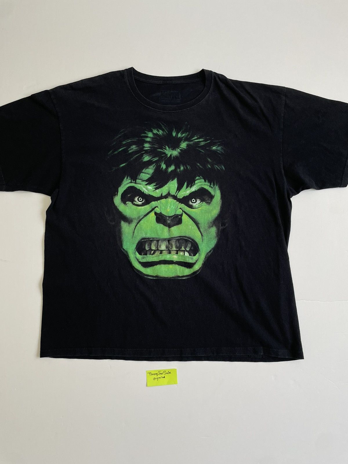 image of The Hulk Face Marvel Comics Tshirt in Black, Men's (Size 2XL)