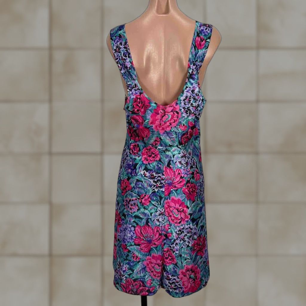 VINTAGE Claudia Phillips Nightgown Floral Sleeveless Round Neck Womens Large L Multicolor Lace Embroidered 70s Cottagecore Gown