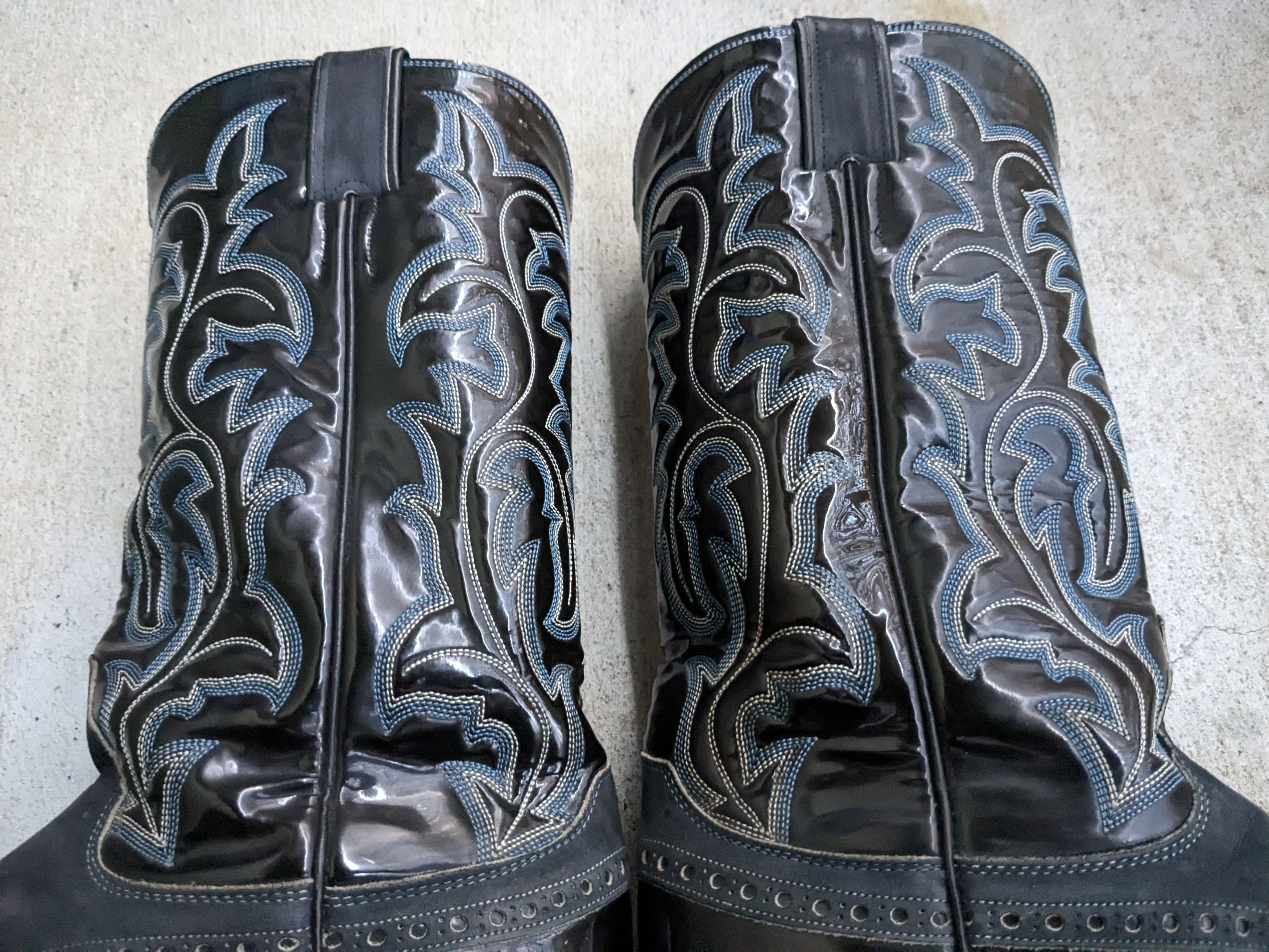 Justin Boots Vintage Justin Cowboy Boots Leather Black Blue 9 D Western Size US 9 / EU 42 - 9 Thumbnail