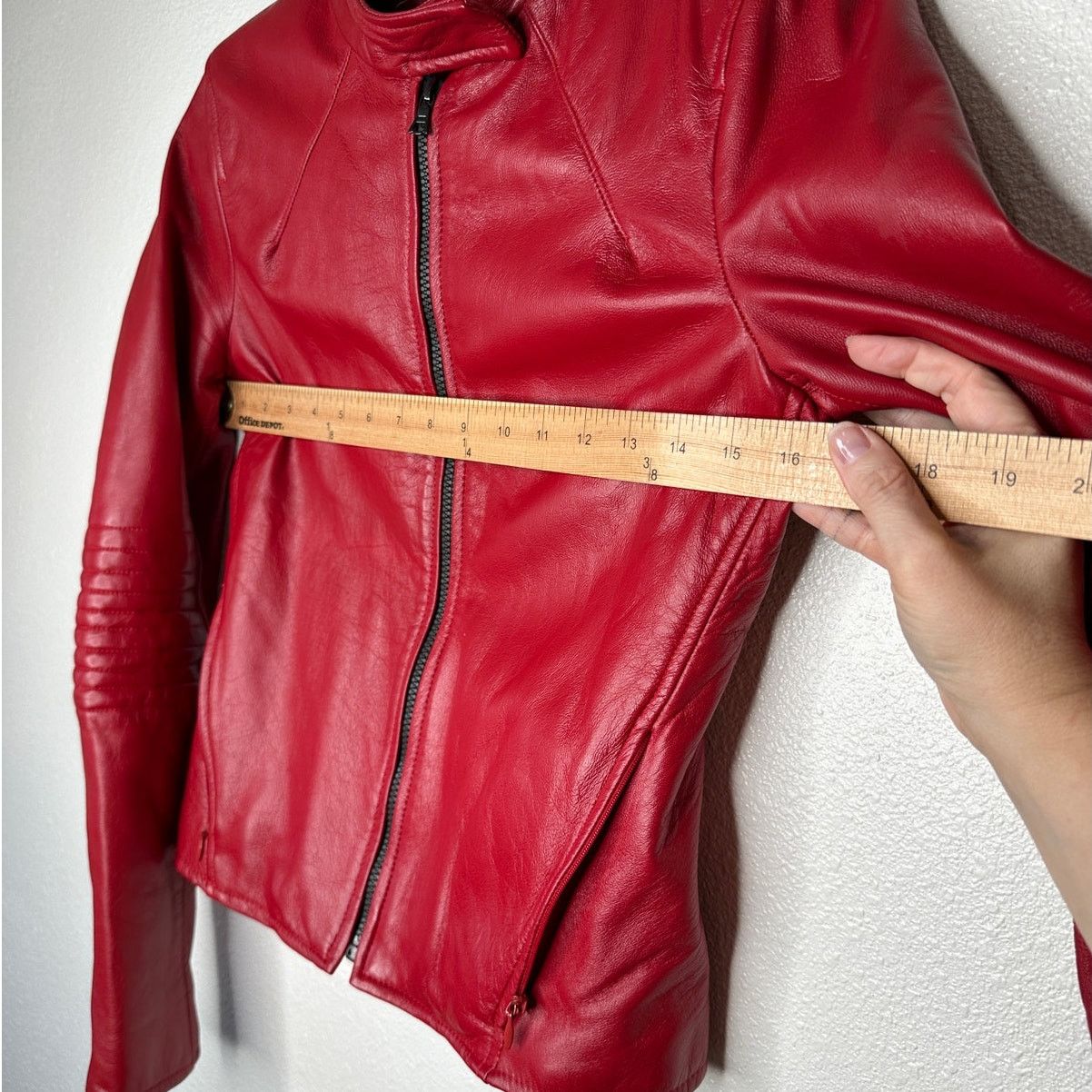 Other William B Red Leather Moto Jacket Front Zip Silk Lining S Size S / US 4 / IT 40 - 10 Thumbnail