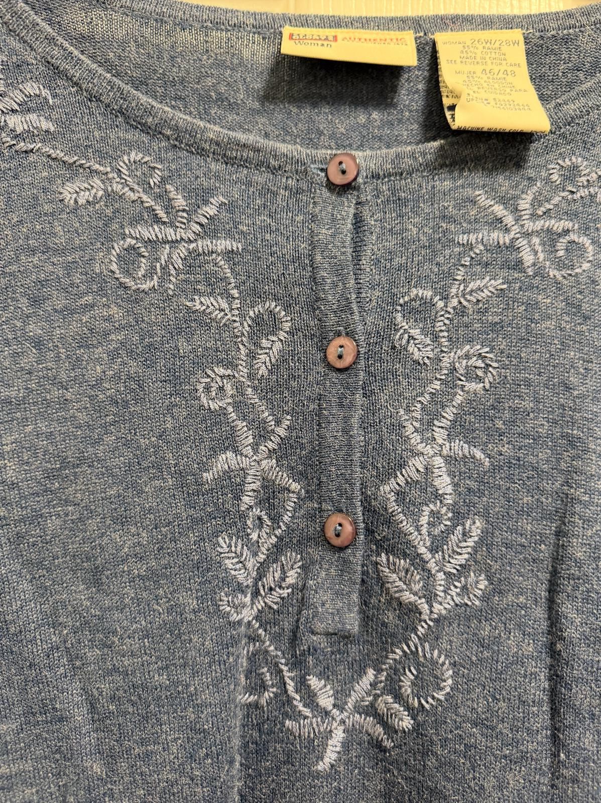 Faded Glory Vintage Faded Glory Ramie-Cotton Embroidered Blue Top Blouse Size M / US 6-8 / IT 42-44 - 5 Thumbnail