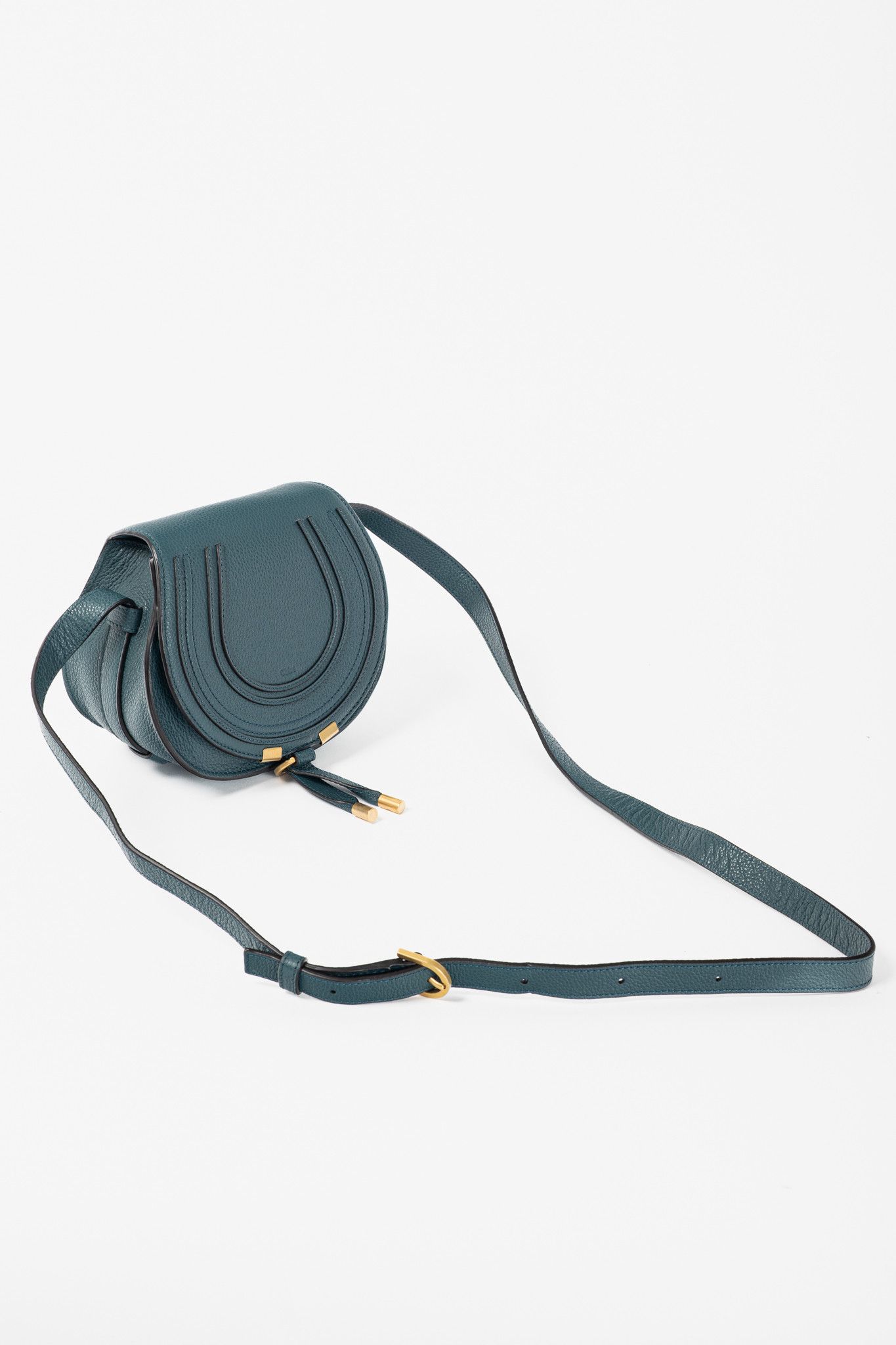Chloe Chloe Marcie Small Steel Blue Grained Leather Crossbody Size ONE SIZE - 6 Thumbnail