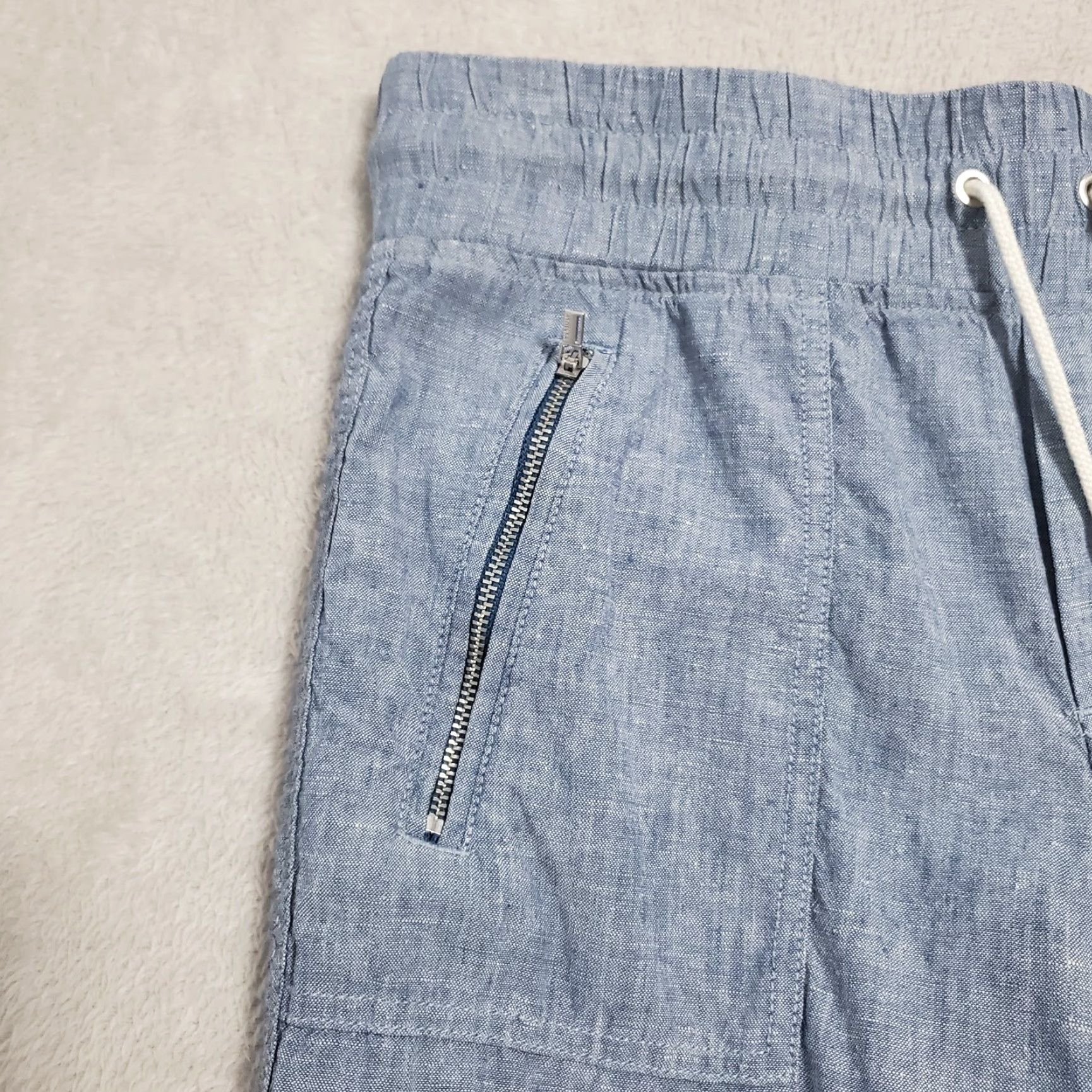 Athleta Athleta Pants Women 4 Blue Cabo Linen Wide Leg Elastic Waist Zip Pockets Beachy Size 27" / US 4 / IT 40 - 5 Thumbnail