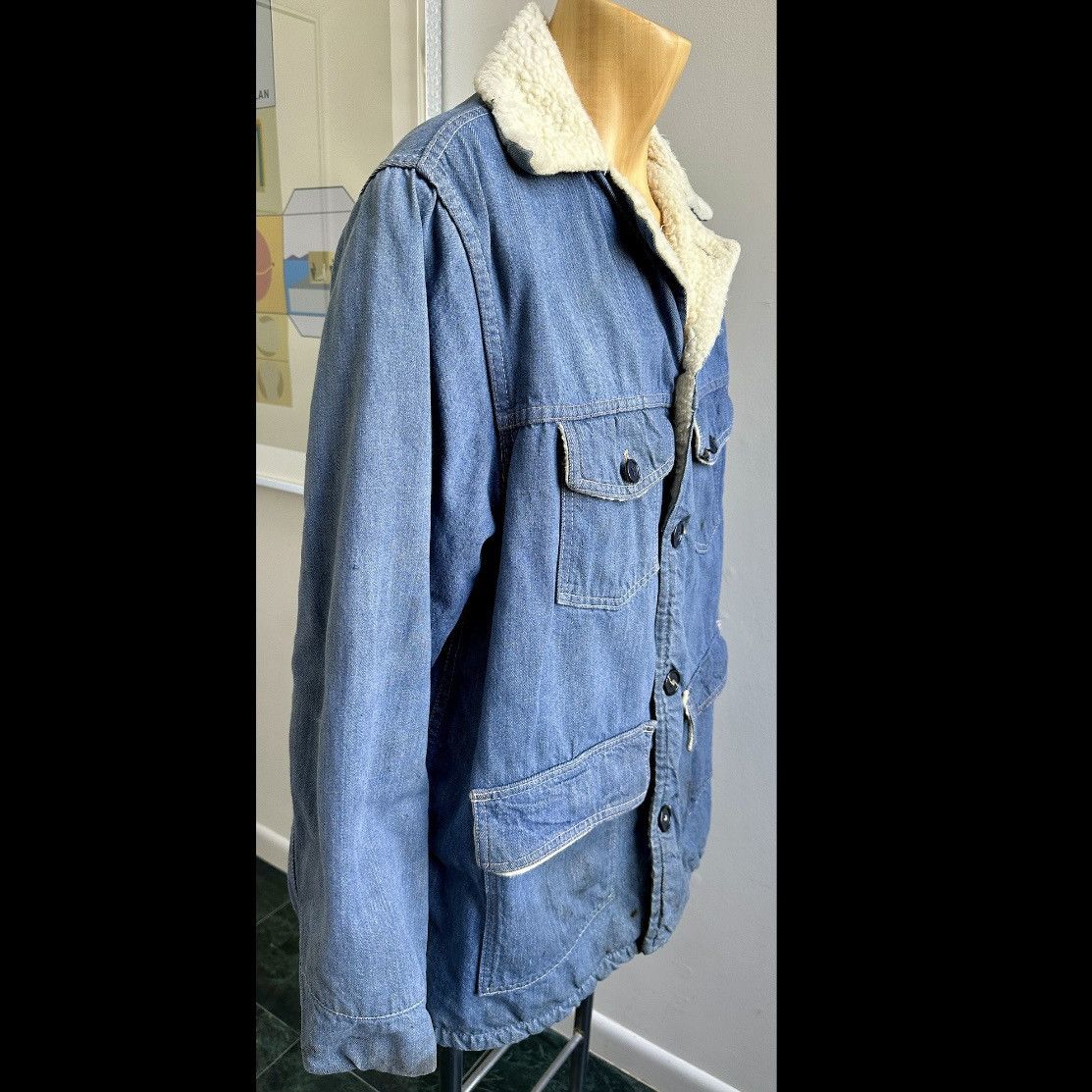 Sears 1970s SEARS DENIM JACKET SHEARLING SHERPA LINING CHORE 44 T Size US L / EU 52-54 / 3 - 8 Thumbnail
