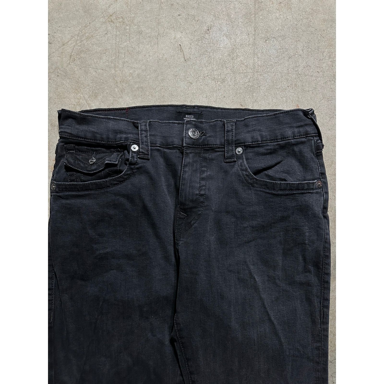 True Religion True Religion Rocco Relaxed Skinny Black Denim Jeans 34x32 Size US 34 / EU 50 - 4 Thumbnail