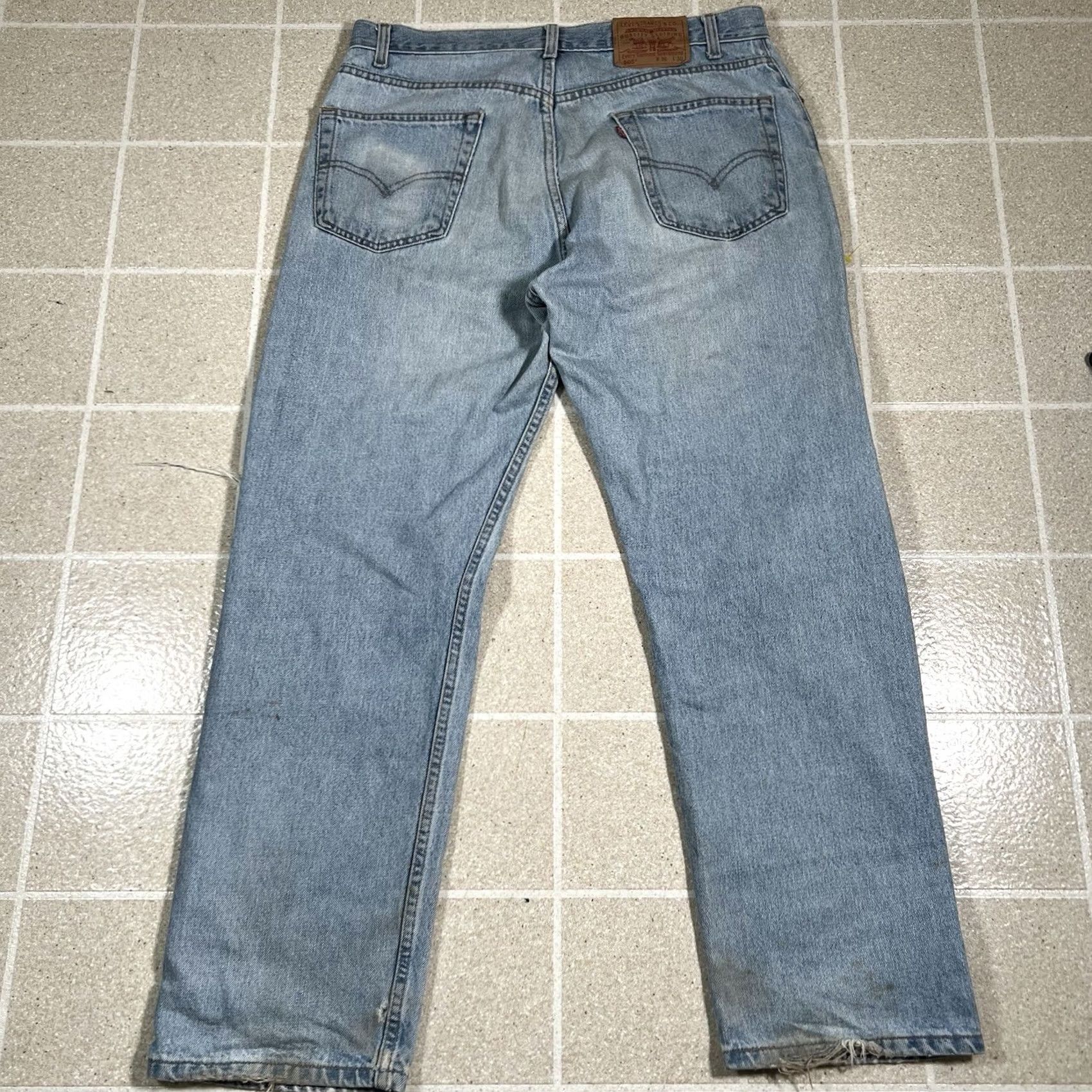 Levi's VINTAGE Levi's 505 Distressed Straight Jeans Men 34x30 Blue Denim 90s Mens Size US 34 / EU 50 - 2 Thumbnail